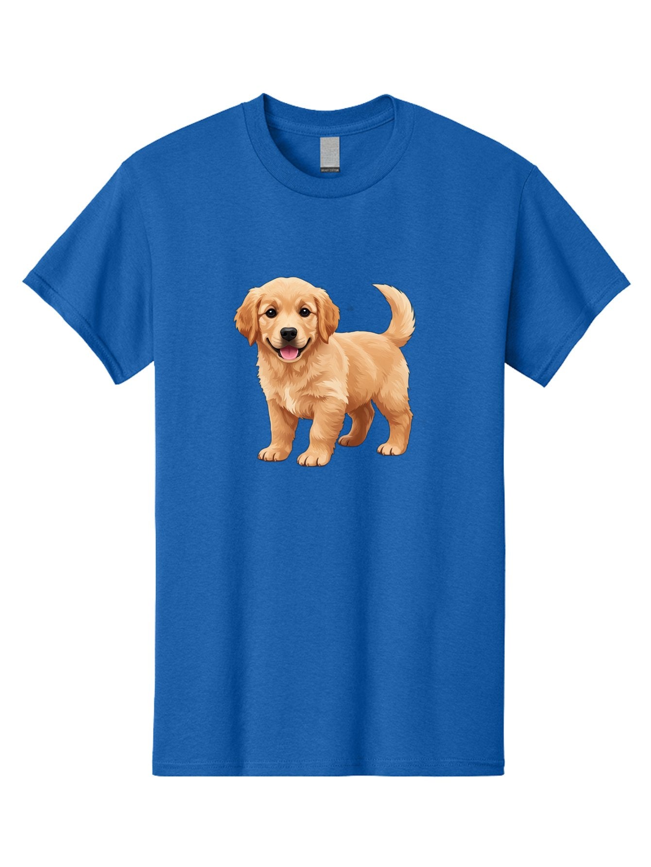Golden-Retriever-Puppy-3 Men'S Graphic Tee, 100% Cotton, Comfortable Casual Summer Wear, Machine Washable, Golden Retriever Puppy, Dog Portrait, Playful Dog, Happy Puppy, Furry Friend, Dog'S Smile, Tail Wagging, Adorable Pet, Cartoon Dog, Bab990 7