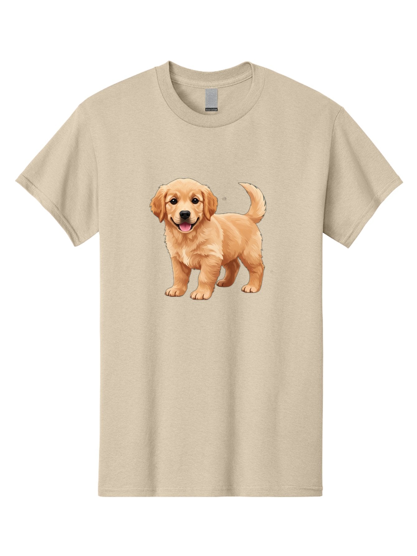 Golden-Retriever-Puppy-3 Men'S Graphic Tee, 100% Cotton, Comfortable Casual Summer Wear, Machine Washable, Golden Retriever Puppy, Dog Portrait, Playful Dog, Happy Puppy, Furry Friend, Dog'S Smile, Tail Wagging, Adorable Pet, Cartoon Dog, Bab990 12