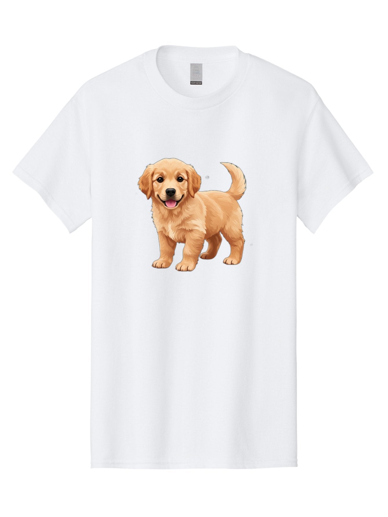 Golden-Retriever-Puppy-3 Men'S Graphic Tee, 100% Cotton, Comfortable Casual Summer Wear, Machine Washable, Golden Retriever Puppy, Dog Portrait, Playful Dog, Happy Puppy, Furry Friend, Dog'S Smile, Tail Wagging, Adorable Pet, Cartoon Dog, Bab990 3