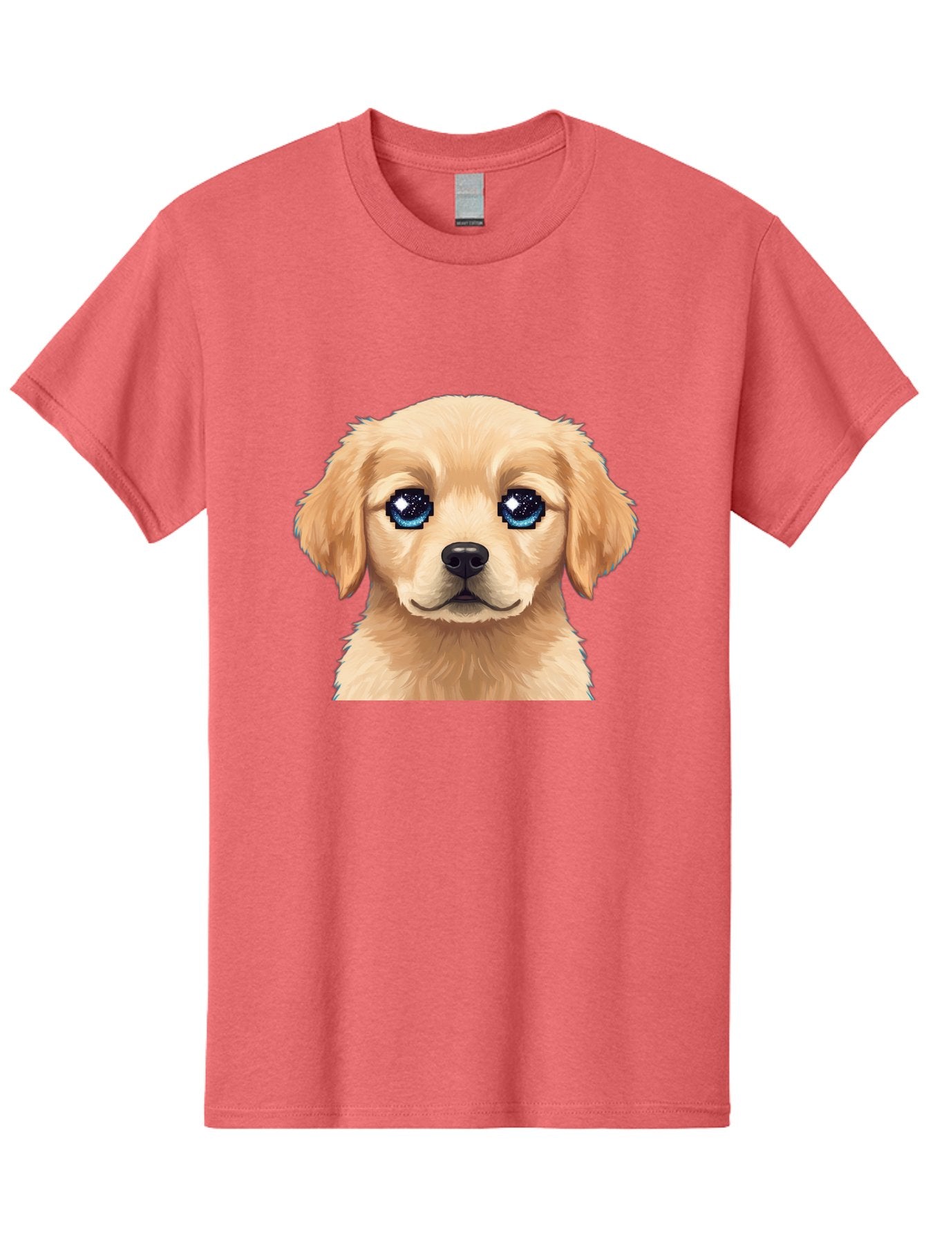 Golden-Retriever-Puppy-4 Men'S Graphic Tee, 100% Cotton, Comfortable Casual Summer Wear, Machine Washable, Golden Retriever Puppy, Cute Cartoon Dog, Big Blue Eyes, Galaxy Eyes, Sparkly Eyes, Fluffy Fur, Adorable Face, Sweet Puppy, Digital Art Bab991 8