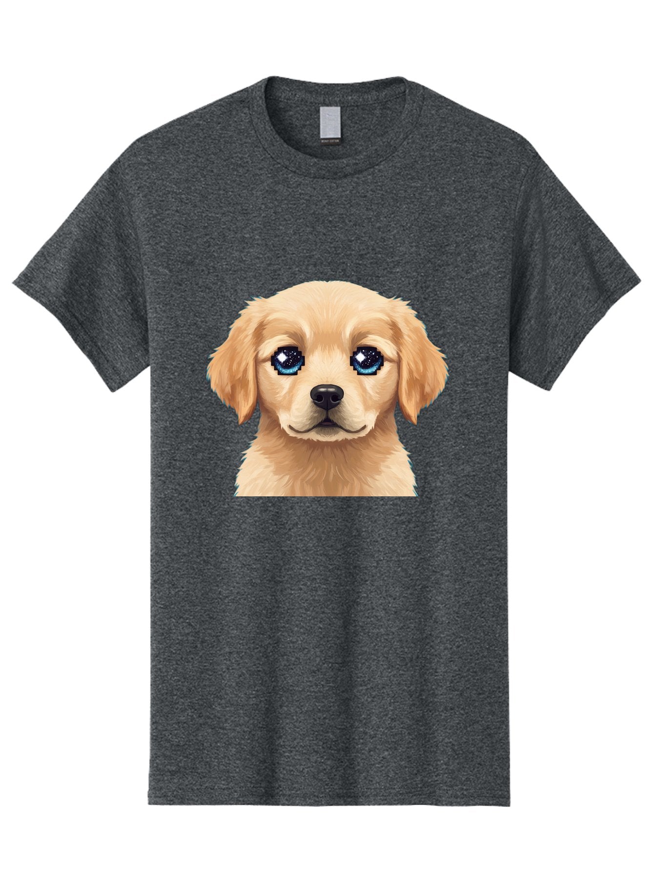 Golden-Retriever-Puppy-4 Men'S Graphic Tee, 100% Cotton, Comfortable Casual Summer Wear, Machine Washable, Golden Retriever Puppy, Cute Cartoon Dog, Big Blue Eyes, Galaxy Eyes, Sparkly Eyes, Fluffy Fur, Adorable Face, Sweet Puppy, Digital Art Bab991 15