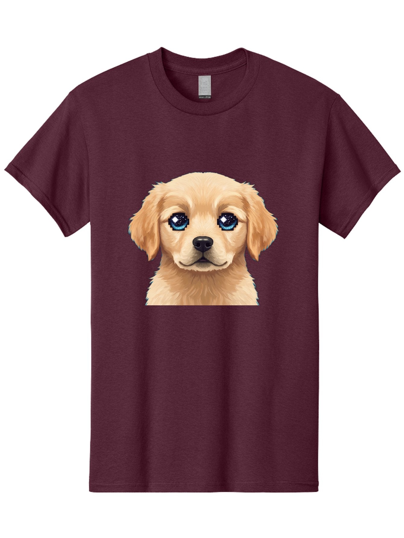 Golden-Retriever-Puppy-4 Men'S Graphic Tee, 100% Cotton, Comfortable Casual Summer Wear, Machine Washable, Golden Retriever Puppy, Cute Cartoon Dog, Big Blue Eyes, Galaxy Eyes, Sparkly Eyes, Fluffy Fur, Adorable Face, Sweet Puppy, Digital Art Bab991 11
