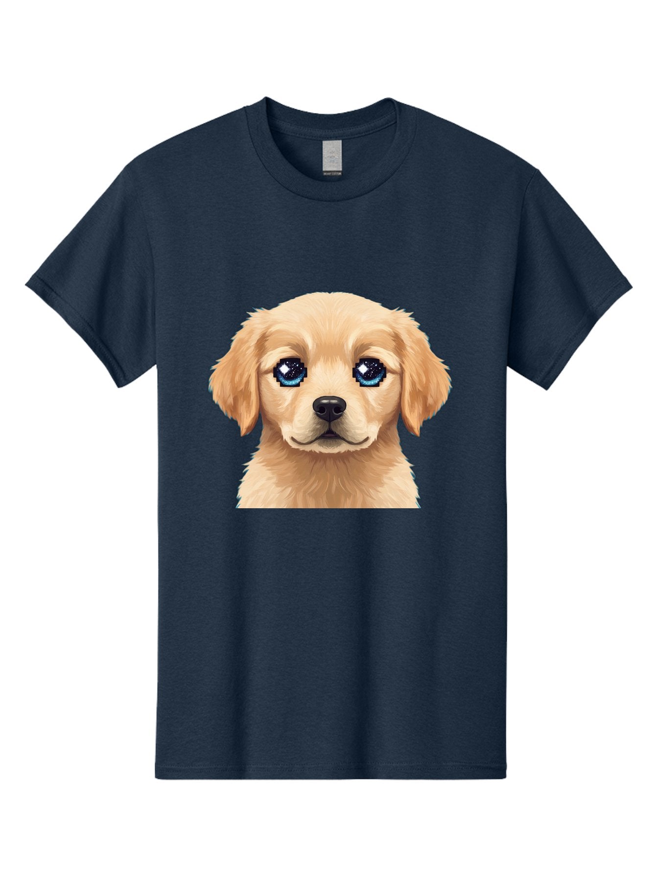 Golden-Retriever-Puppy-4 Men'S Graphic Tee, 100% Cotton, Comfortable Casual Summer Wear, Machine Washable, Golden Retriever Puppy, Cute Cartoon Dog, Big Blue Eyes, Galaxy Eyes, Sparkly Eyes, Fluffy Fur, Adorable Face, Sweet Puppy, Digital Art Bab991 13