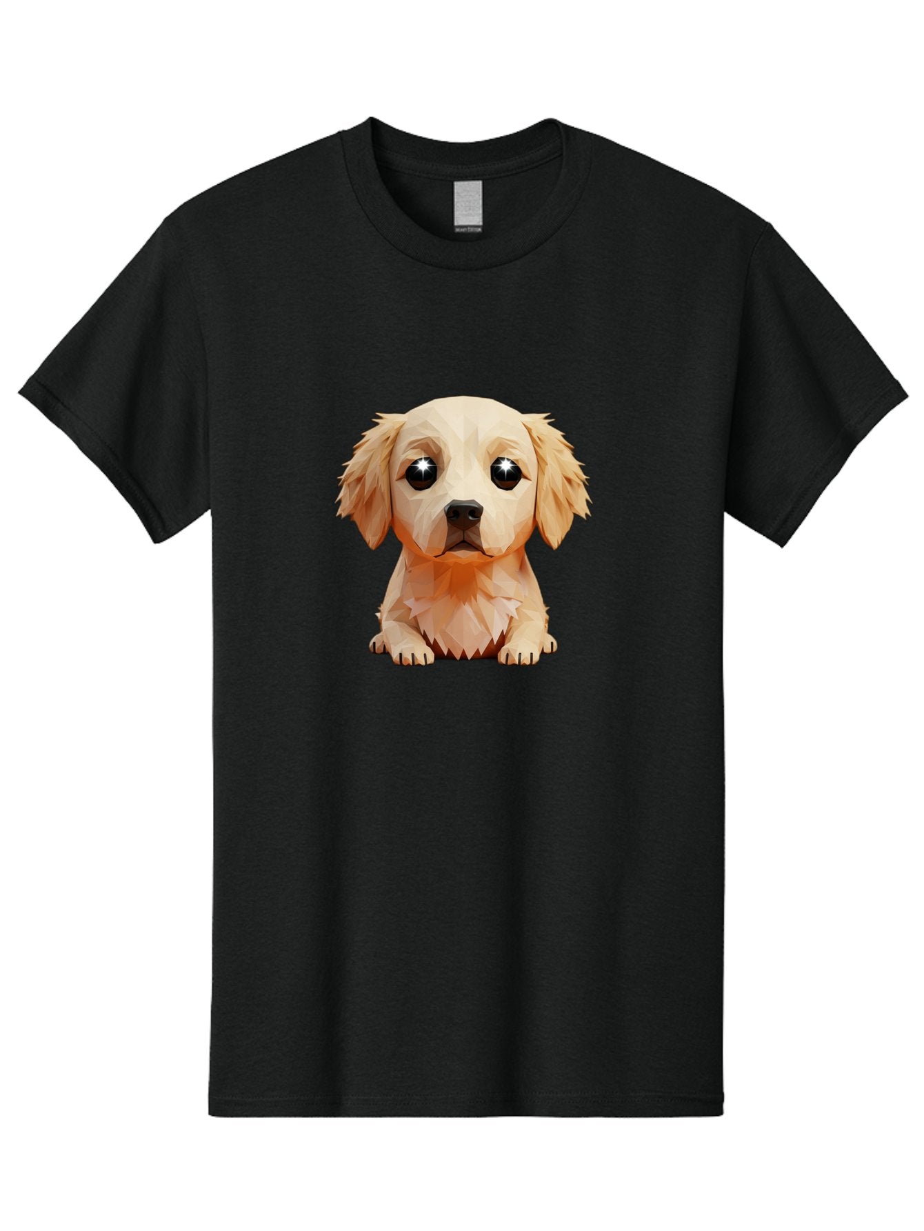 Golden-Retriever-Puppy-5 Men'S Graphic Tee, 100% Cotton, Comfortable Casual Summer Wear, Machine Washable, Low-Poly Puppy Art, Puppy With Shiny Eyes, 3D Geometric Dog, Cute Puppy, Adorable Puppy Graphics, Puppy Illustration, Modern Art, Bab992