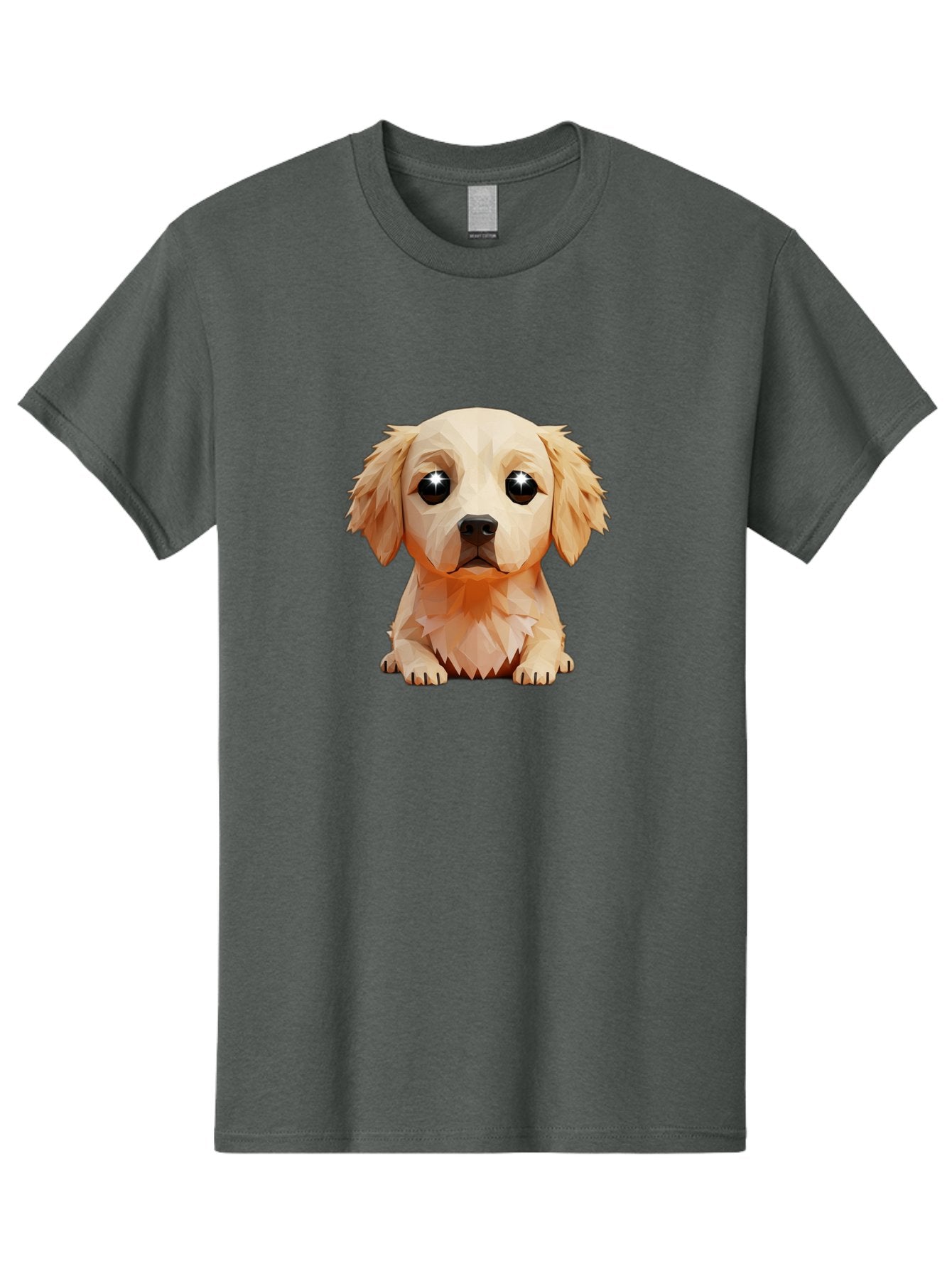 Golden-Retriever-Puppy-5 Men'S Graphic Tee, 100% Cotton, Comfortable Casual Summer Wear, Machine Washable, Low-Poly Puppy Art, Puppy With Shiny Eyes, 3D Geometric Dog, Cute Puppy, Adorable Puppy Graphics, Puppy Illustration, Modern Art, Bab992 6