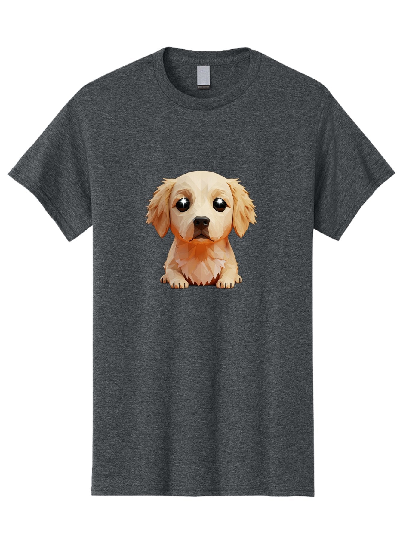 Golden-Retriever-Puppy-5 Men'S Graphic Tee, 100% Cotton, Comfortable Casual Summer Wear, Machine Washable, Low-Poly Puppy Art, Puppy With Shiny Eyes, 3D Geometric Dog, Cute Puppy, Adorable Puppy Graphics, Puppy Illustration, Modern Art, Bab992 4
