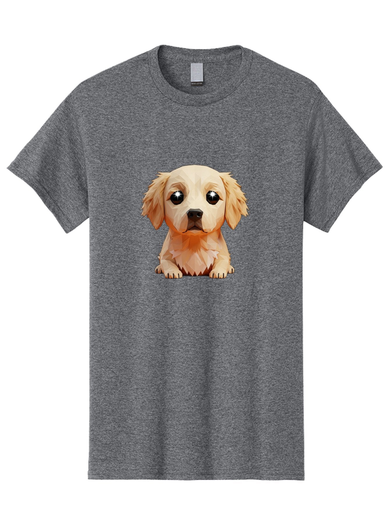 Golden-Retriever-Puppy-5 Men'S Graphic Tee, 100% Cotton, Comfortable Casual Summer Wear, Machine Washable, Low-Poly Puppy Art, Puppy With Shiny Eyes, 3D Geometric Dog, Cute Puppy, Adorable Puppy Graphics, Puppy Illustration, Modern Art, Bab992 9