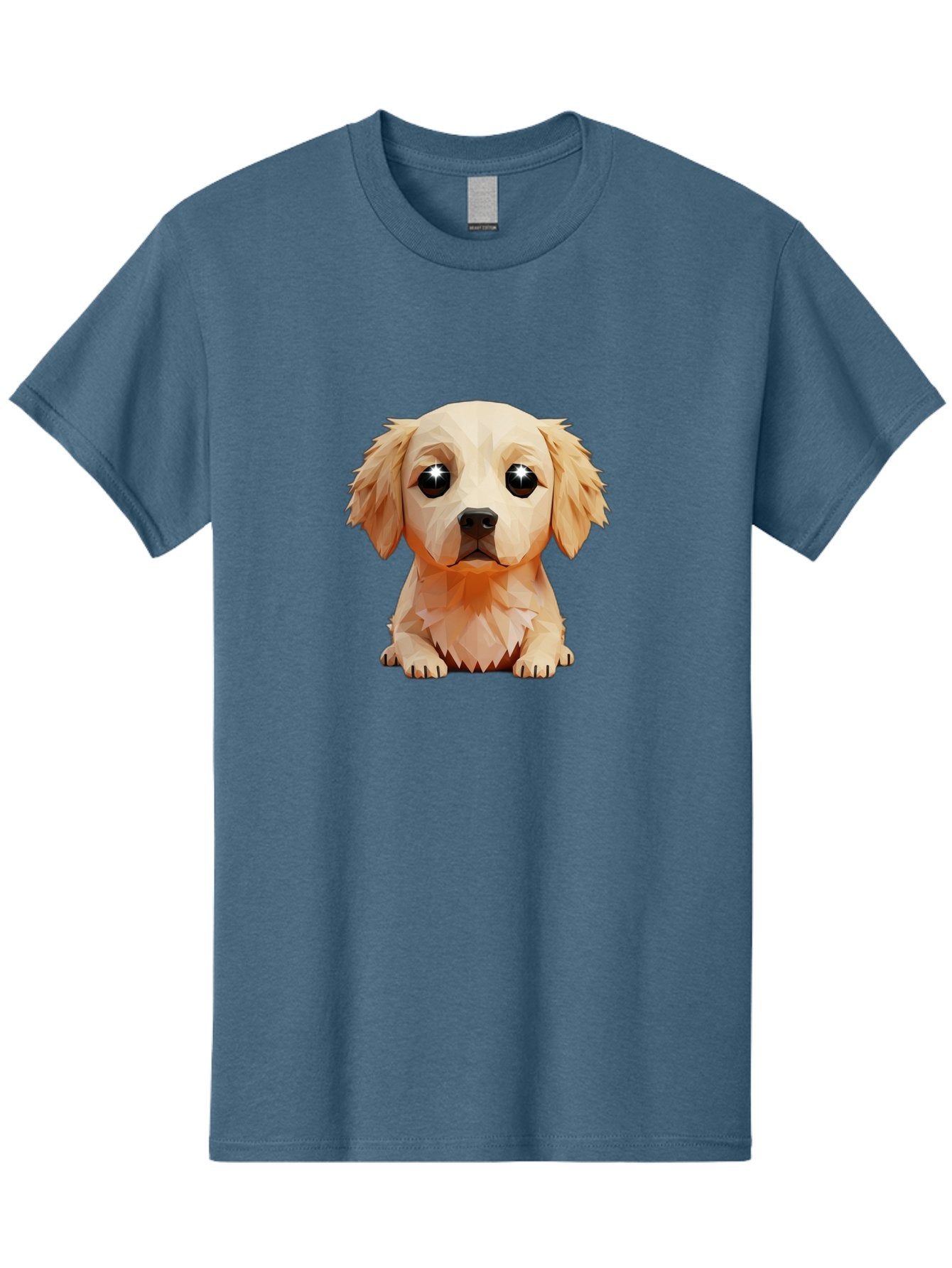 Golden-Retriever-Puppy-5 Men'S Graphic Tee, 100% Cotton, Comfortable Casual Summer Wear, Machine Washable, Low-Poly Puppy Art, Puppy With Shiny Eyes, 3D Geometric Dog, Cute Puppy, Adorable Puppy Graphics, Puppy Illustration, Modern Art, Bab992 5