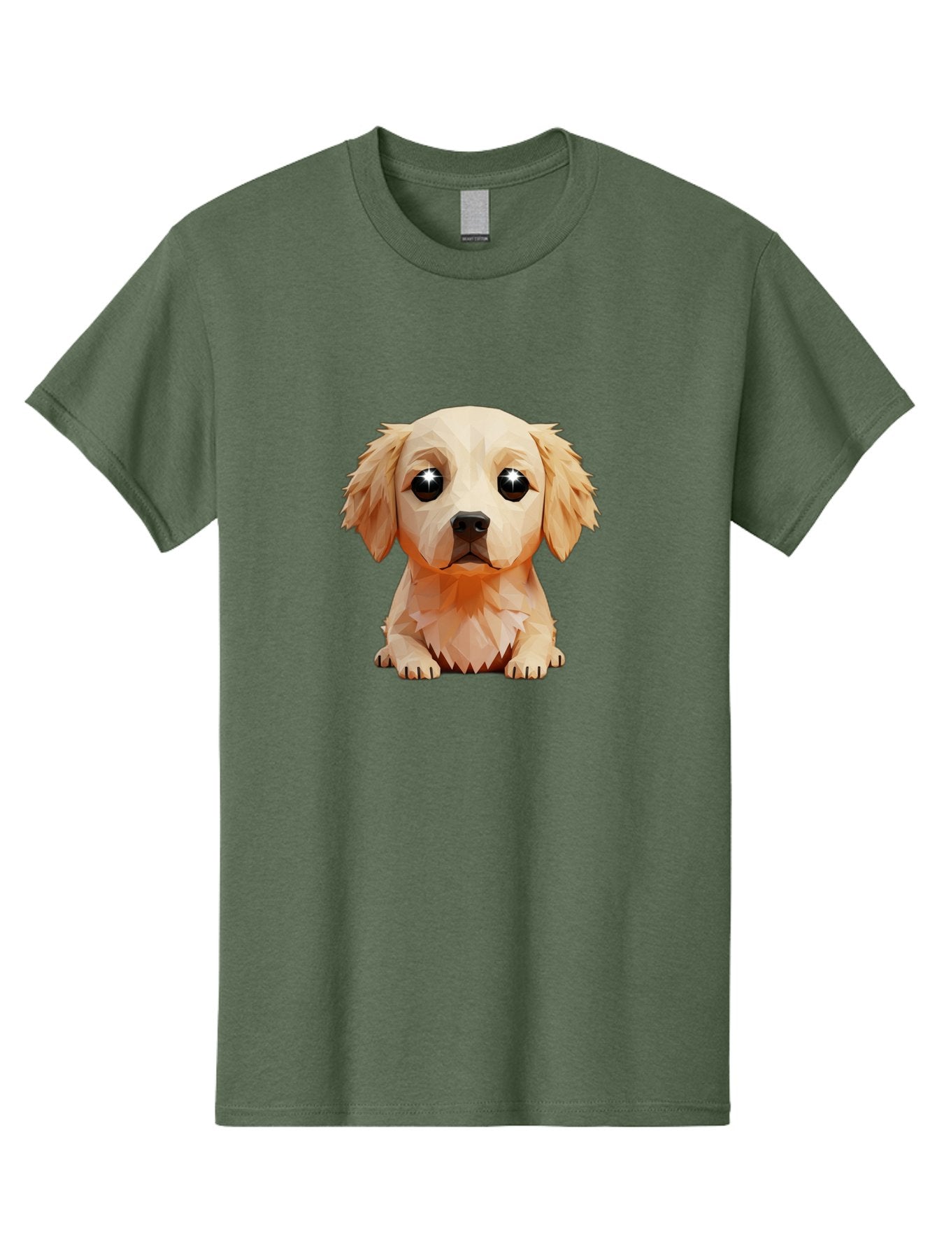 Golden-Retriever-Puppy-5 Men'S Graphic Tee, 100% Cotton, Comfortable Casual Summer Wear, Machine Washable, Low-Poly Puppy Art, Puppy With Shiny Eyes, 3D Geometric Dog, Cute Puppy, Adorable Puppy Graphics, Puppy Illustration, Modern Art, Bab992 11