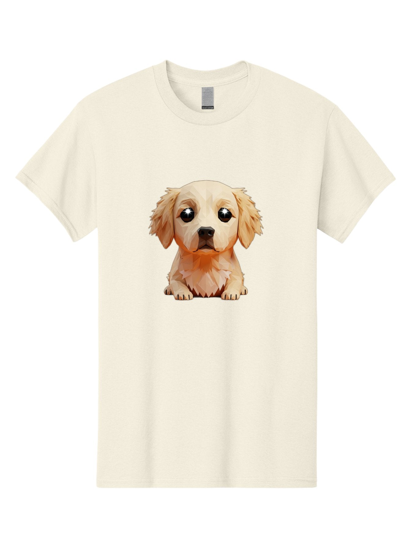 Golden-Retriever-Puppy-5 Men'S Graphic Tee, 100% Cotton, Comfortable Casual Summer Wear, Machine Washable, Low-Poly Puppy Art, Puppy With Shiny Eyes, 3D Geometric Dog, Cute Puppy, Adorable Puppy Graphics, Puppy Illustration, Modern Art, Bab992 15