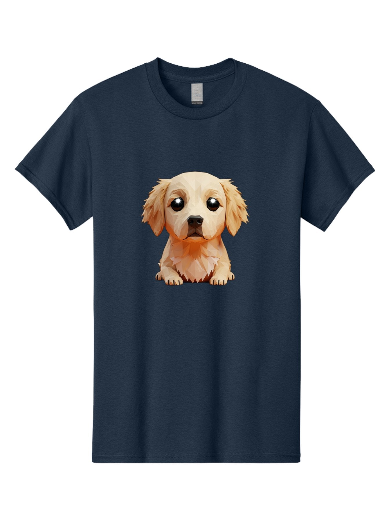 Golden-Retriever-Puppy-5 Men'S Graphic Tee, 100% Cotton, Comfortable Casual Summer Wear, Machine Washable, Low-Poly Puppy Art, Puppy With Shiny Eyes, 3D Geometric Dog, Cute Puppy, Adorable Puppy Graphics, Puppy Illustration, Modern Art, Bab992 13