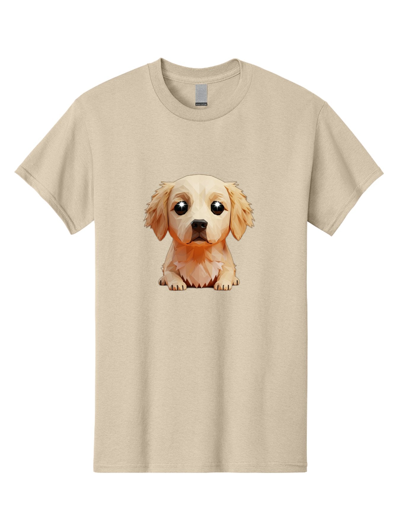 Golden-Retriever-Puppy-5 Men'S Graphic Tee, 100% Cotton, Comfortable Casual Summer Wear, Machine Washable, Low-Poly Puppy Art, Puppy With Shiny Eyes, 3D Geometric Dog, Cute Puppy, Adorable Puppy Graphics, Puppy Illustration, Modern Art, Bab992 12