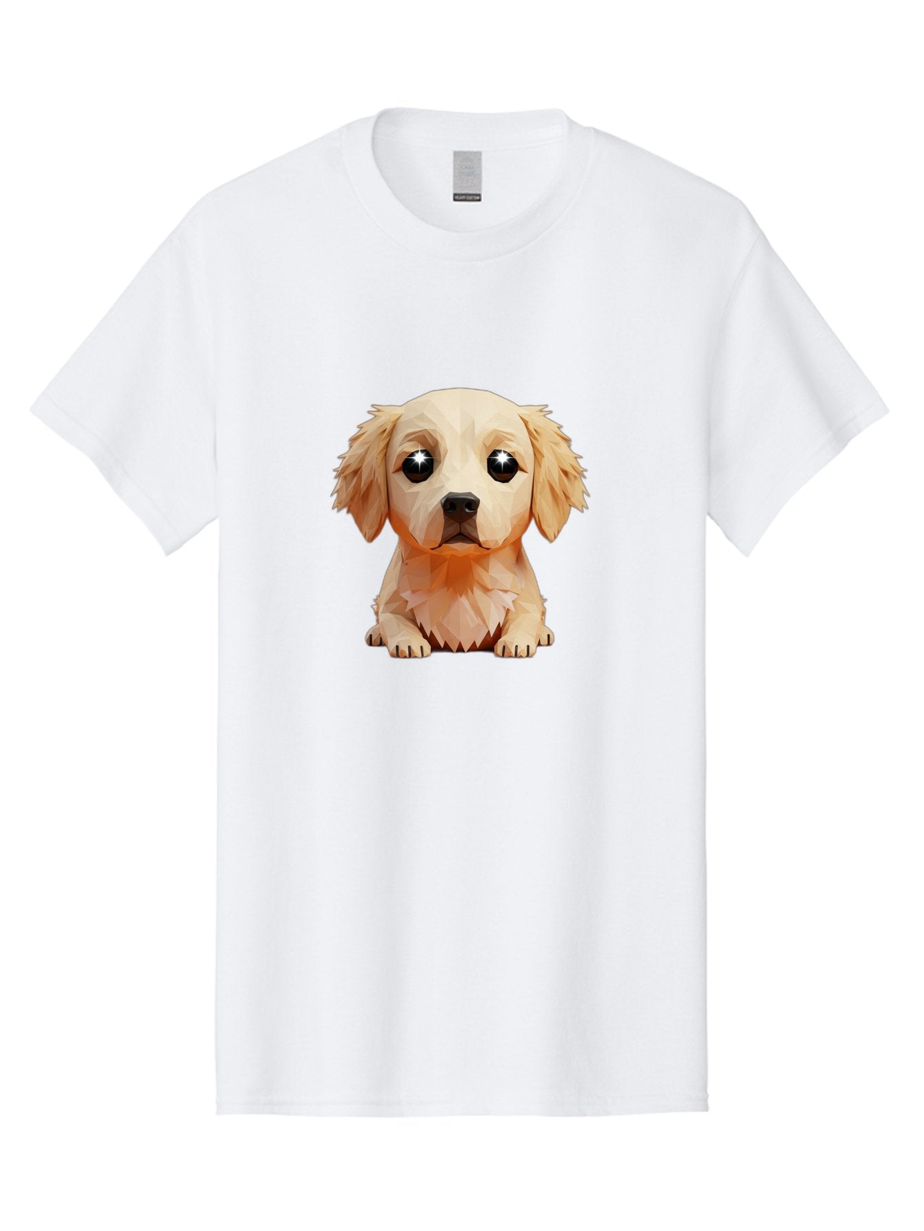 Golden-Retriever-Puppy-5 Men'S Graphic Tee, 100% Cotton, Comfortable Casual Summer Wear, Machine Washable, Low-Poly Puppy Art, Puppy With Shiny Eyes, 3D Geometric Dog, Cute Puppy, Adorable Puppy Graphics, Puppy Illustration, Modern Art, Bab992 3