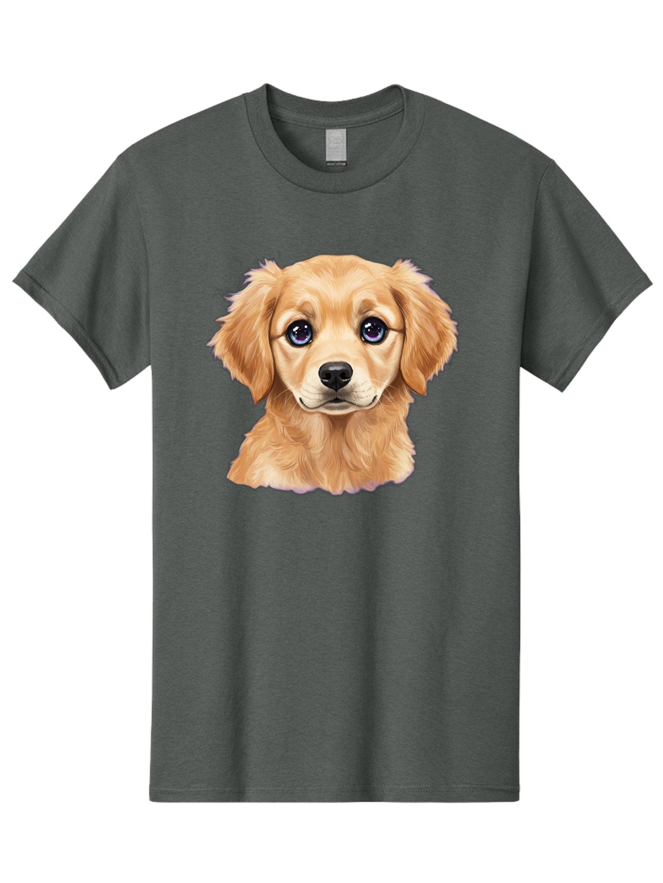Golden-Retriever-Puppy-6 Men'S Graphic Tee, 100% Cotton, Comfortable Casual Summer Wear, Machine Washable, Golden Puppy, Cute Dog, Puppy Face, Blue Eyes, Fluffy Fur, Adorable Animal, Cartoon Style, Digital Art, Sweet Expression, Friendly Pet Bab993 14