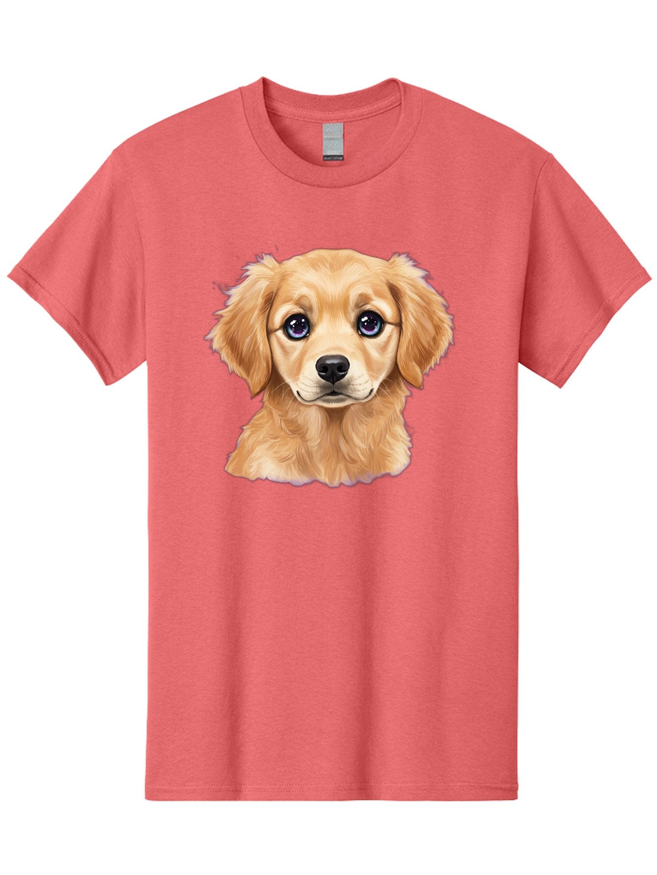 Golden-Retriever-Puppy-6 Men'S Graphic Tee, 100% Cotton, Comfortable Casual Summer Wear, Machine Washable, Golden Puppy, Cute Dog, Puppy Face, Blue Eyes, Fluffy Fur, Adorable Animal, Cartoon Style, Digital Art, Sweet Expression, Friendly Pet Bab993 10