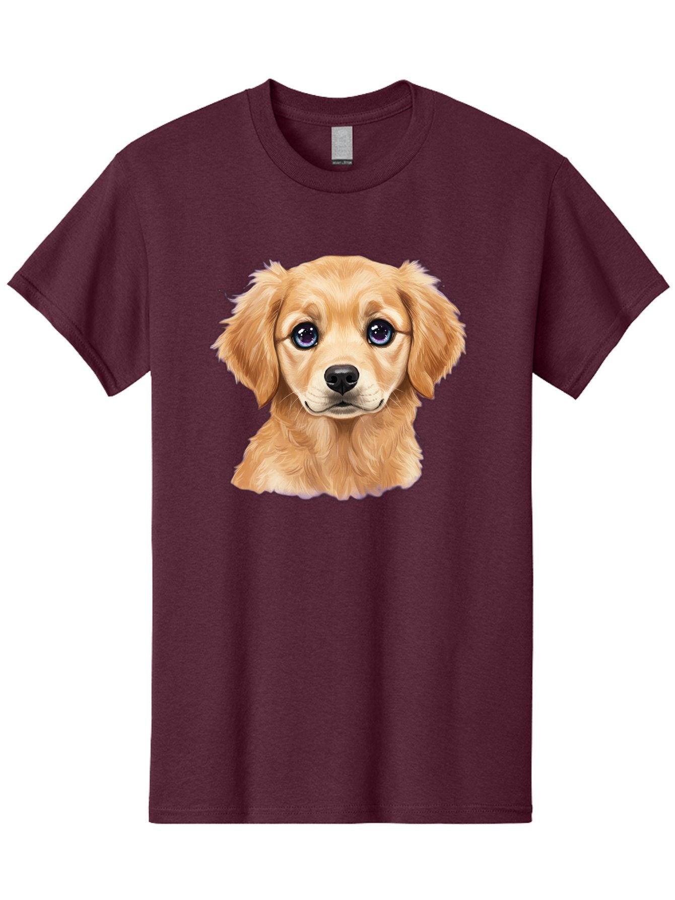 Golden-Retriever-Puppy-6 Men'S Graphic Tee, 100% Cotton, Comfortable Casual Summer Wear, Machine Washable, Golden Puppy, Cute Dog, Puppy Face, Blue Eyes, Fluffy Fur, Adorable Animal, Cartoon Style, Digital Art, Sweet Expression, Friendly Pet Bab993 12
