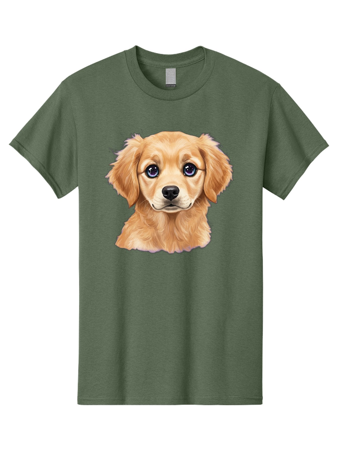 Golden-Retriever-Puppy-6 Men'S Graphic Tee, 100% Cotton, Comfortable Casual Summer Wear, Machine Washable, Golden Puppy, Cute Dog, Puppy Face, Blue Eyes, Fluffy Fur, Adorable Animal, Cartoon Style, Digital Art, Sweet Expression, Friendly Pet Bab993 11