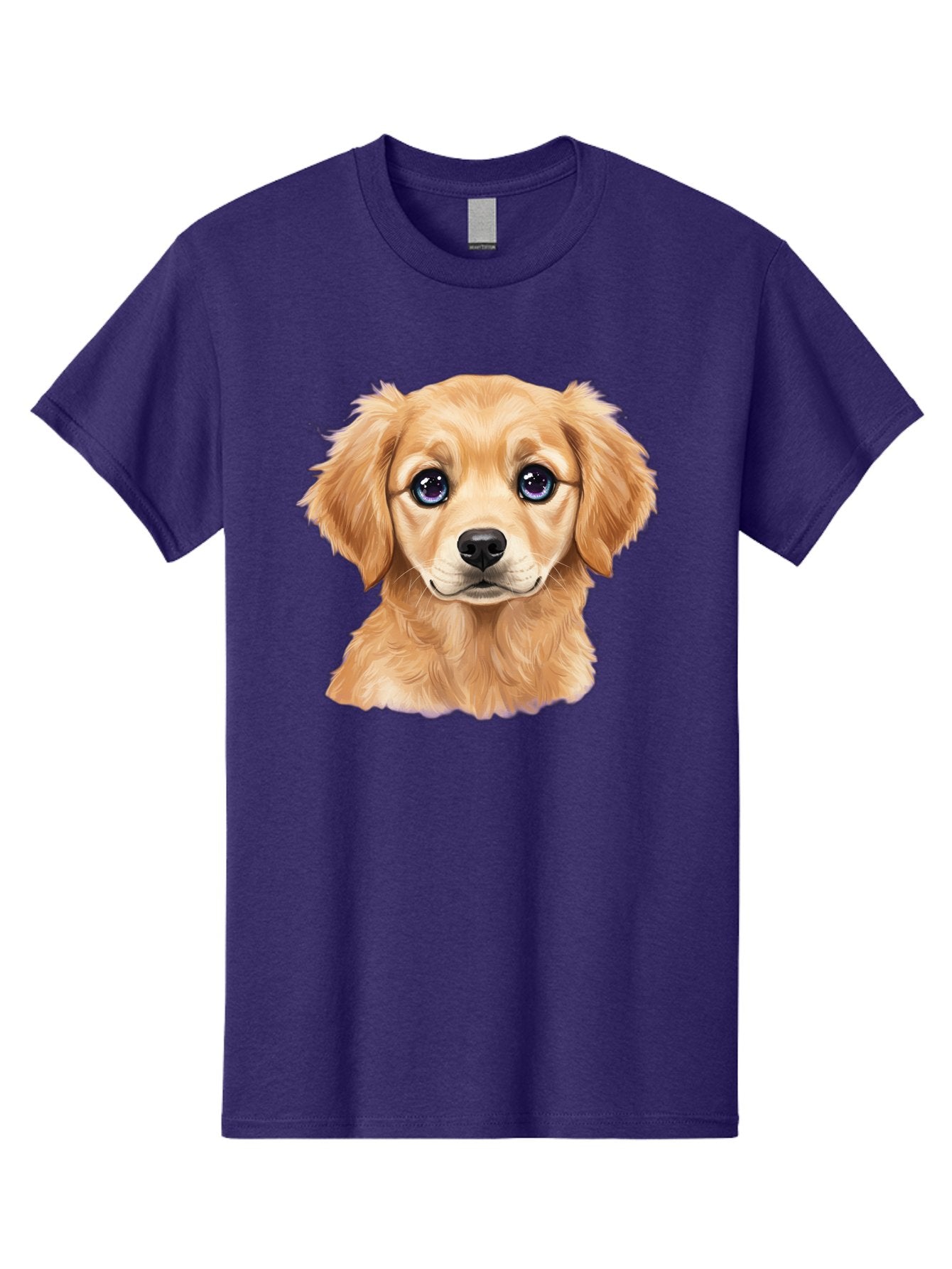 Golden-Retriever-Puppy-6 Men'S Graphic Tee, 100% Cotton, Comfortable Casual Summer Wear, Machine Washable, Golden Puppy, Cute Dog, Puppy Face, Blue Eyes, Fluffy Fur, Adorable Animal, Cartoon Style, Digital Art, Sweet Expression, Friendly Pet Bab993 15