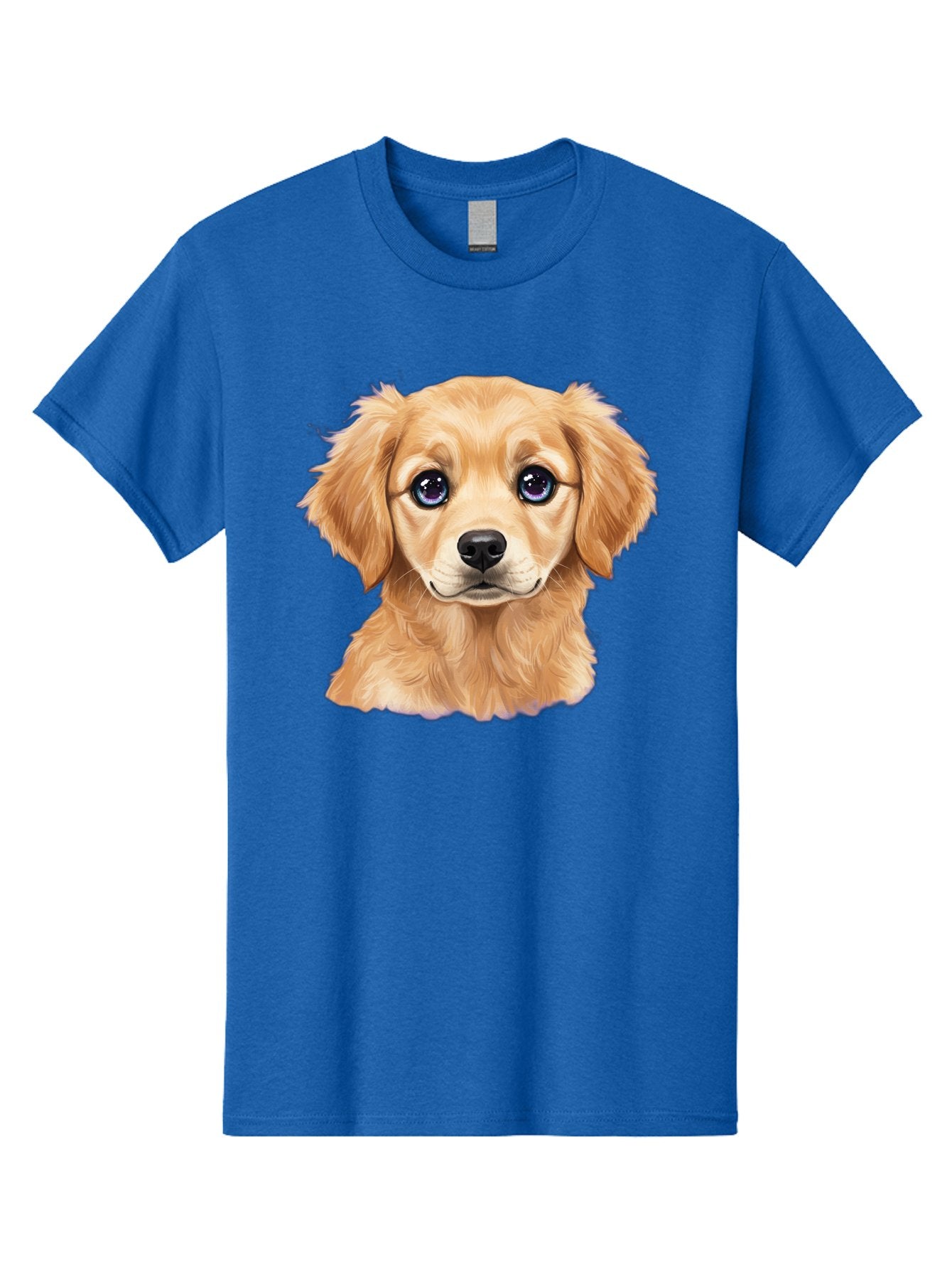 Golden-Retriever-Puppy-6 Men'S Graphic Tee, 100% Cotton, Comfortable Casual Summer Wear, Machine Washable, Golden Puppy, Cute Dog, Puppy Face, Blue Eyes, Fluffy Fur, Adorable Animal, Cartoon Style, Digital Art, Sweet Expression, Friendly Pet Bab993 9