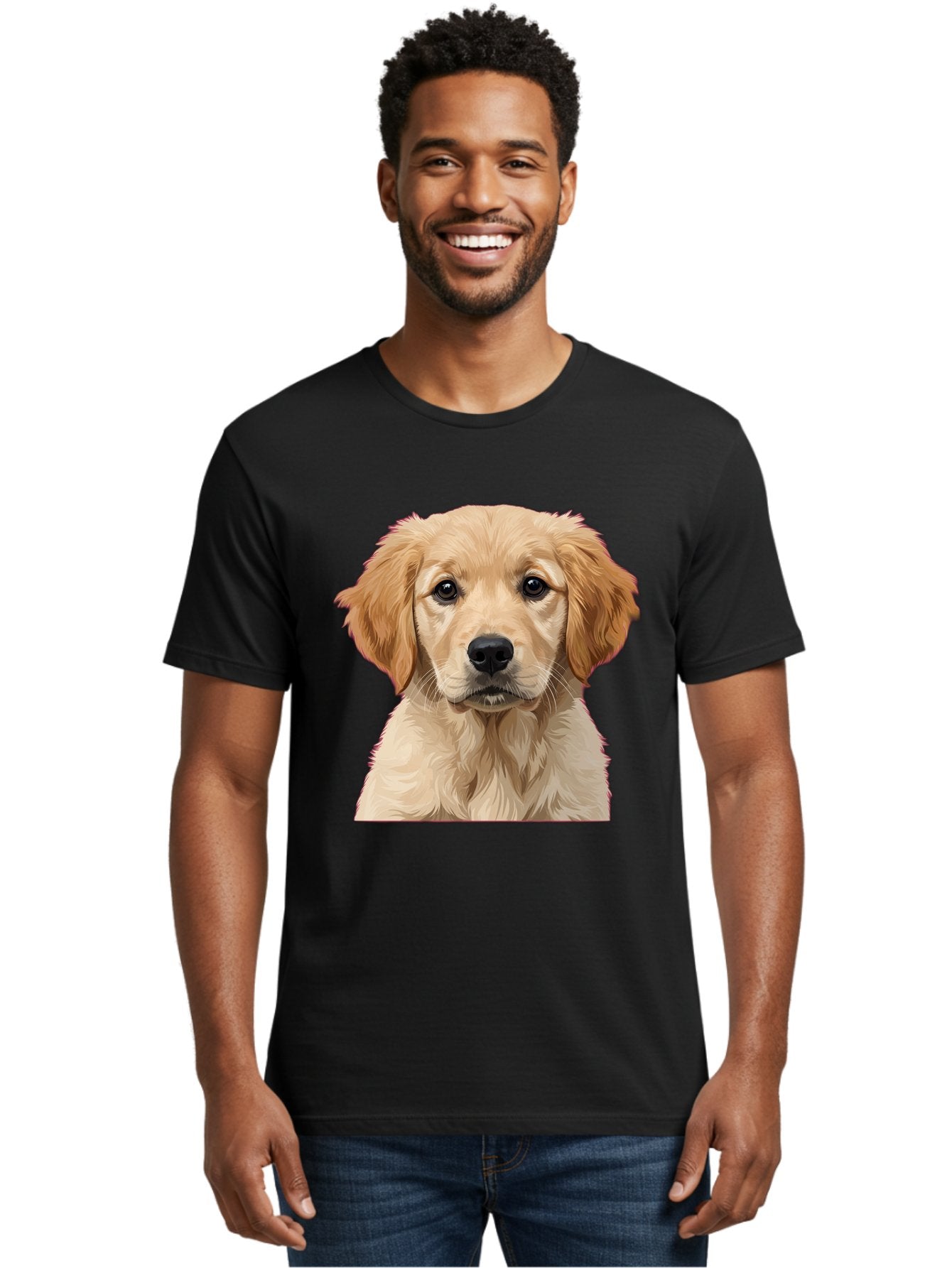 Golden-Retriever-Puppy Men'S Graphic Tee, 100% Cotton, Comfortable Casual Summer Wear, Machine Washable, Golden Retriever Puppy, Cute Dog, Puppy Face, Fluffy Fur, Adorable Eyes, Friendly Dog, Lovable Pet, Young Canine, Playful Pup, Bab994 19