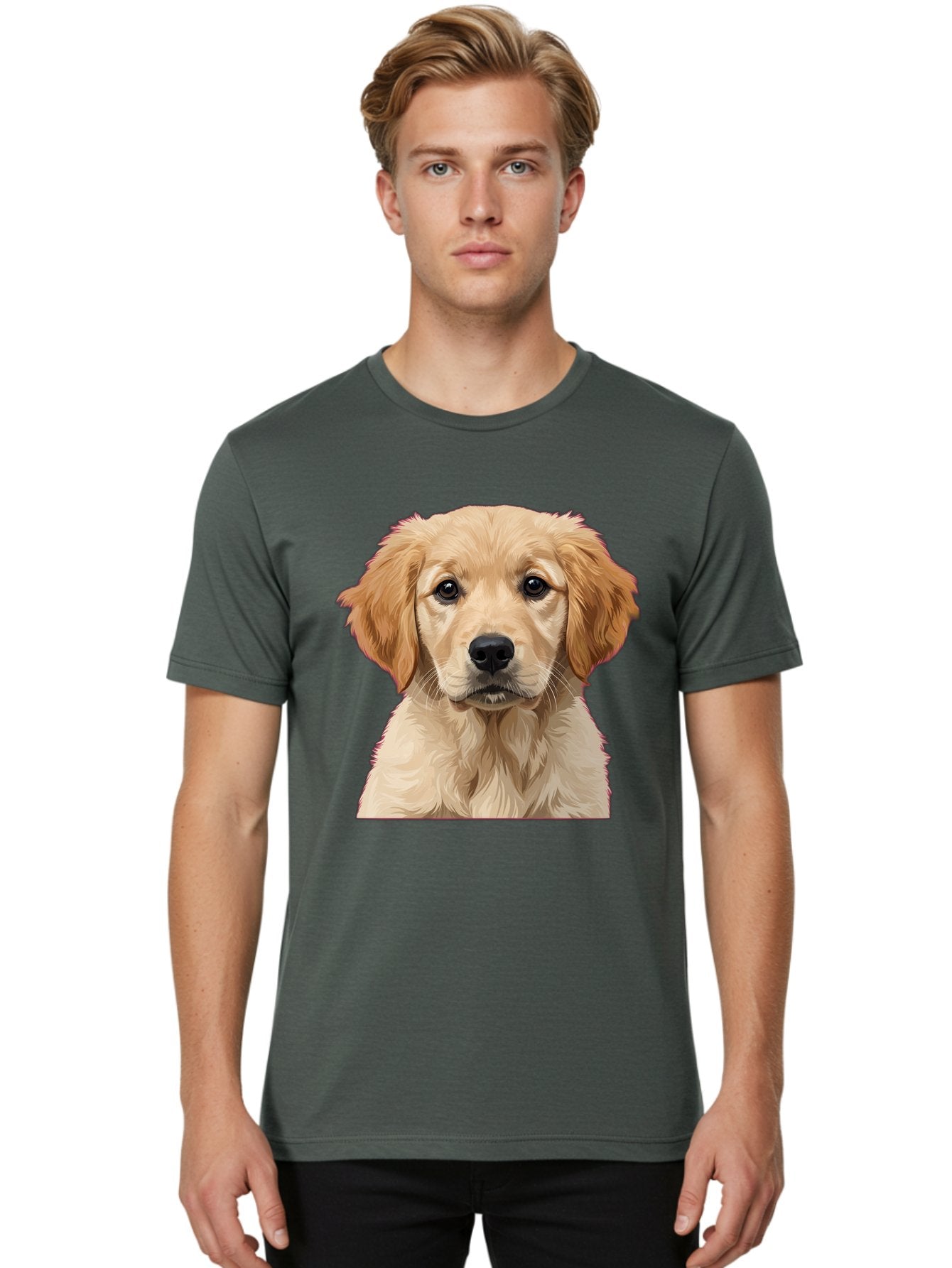 Golden-Retriever-Puppy Men'S Graphic Tee, 100% Cotton, Comfortable Casual Summer Wear, Machine Washable, Golden Retriever Puppy, Cute Dog, Puppy Face, Fluffy Fur, Adorable Eyes, Friendly Dog, Lovable Pet, Young Canine, Playful Pup, Bab994 18