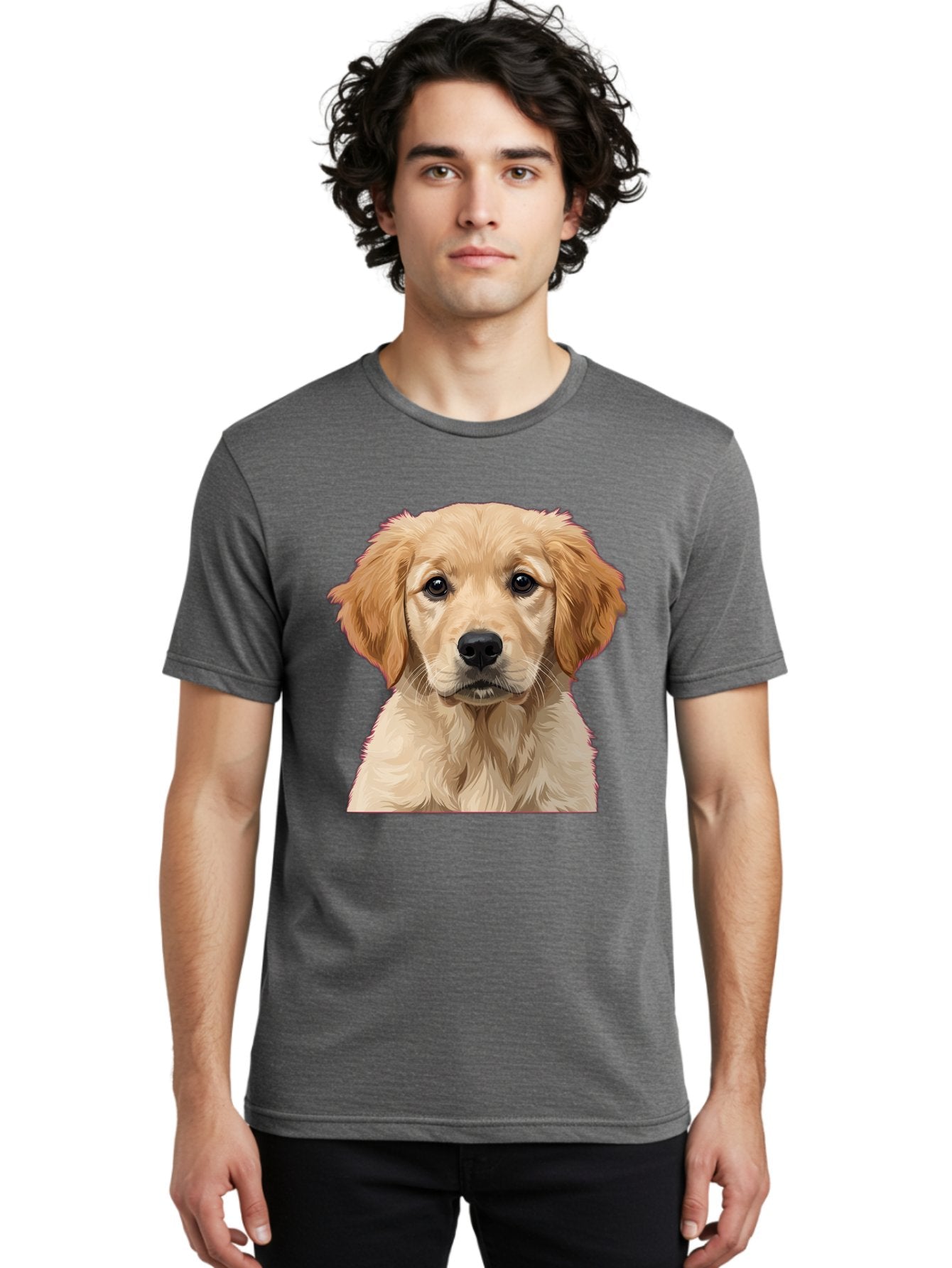 Golden-Retriever-Puppy Men'S Graphic Tee, 100% Cotton, Comfortable Casual Summer Wear, Machine Washable, Golden Retriever Puppy, Cute Dog, Puppy Face, Fluffy Fur, Adorable Eyes, Friendly Dog, Lovable Pet, Young Canine, Playful Pup, Bab994 29