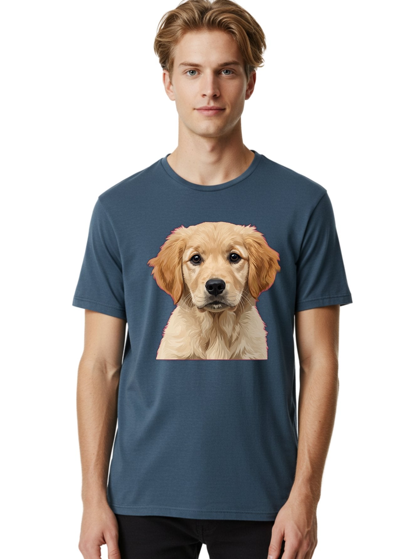 Golden-Retriever-Puppy Men'S Graphic Tee, 100% Cotton, Comfortable Casual Summer Wear, Machine Washable, Golden Retriever Puppy, Cute Dog, Puppy Face, Fluffy Fur, Adorable Eyes, Friendly Dog, Lovable Pet, Young Canine, Playful Pup, Bab994 28