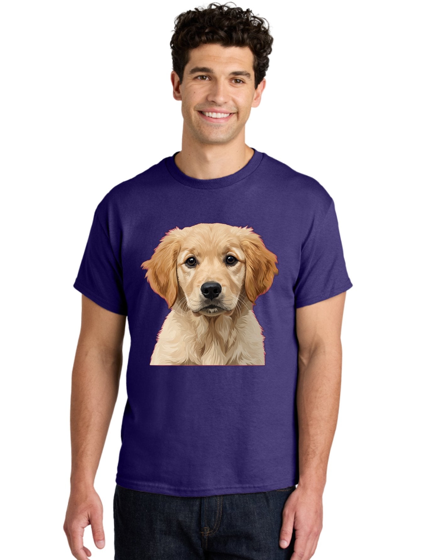 Golden-Retriever-Puppy Men'S Graphic Tee, 100% Cotton, Comfortable Casual Summer Wear, Machine Washable, Golden Retriever Puppy, Cute Dog, Puppy Face, Fluffy Fur, Adorable Eyes, Friendly Dog, Lovable Pet, Young Canine, Playful Pup, Bab994 27