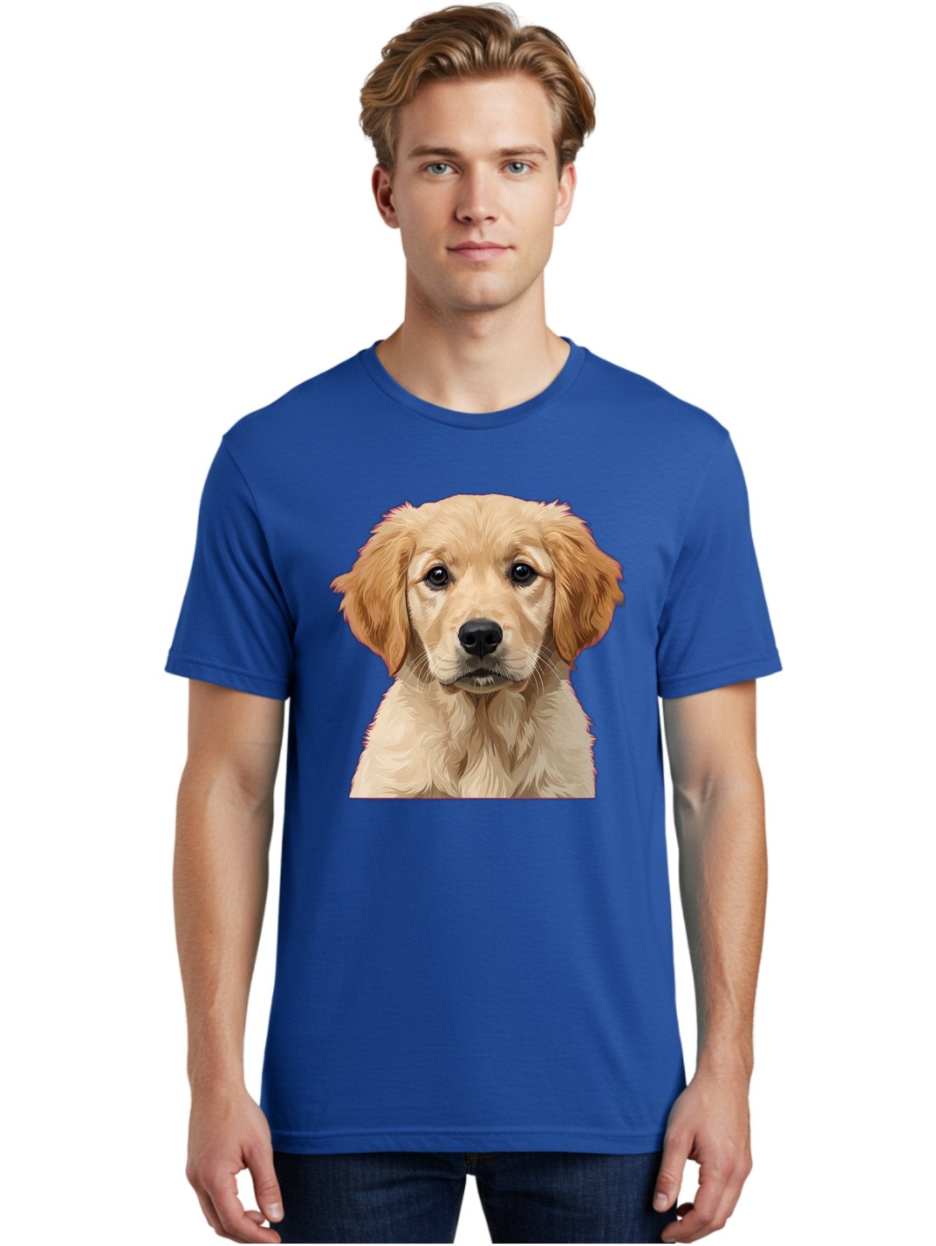 Golden-Retriever-Puppy Men'S Graphic Tee, 100% Cotton, Comfortable Casual Summer Wear, Machine Washable, Golden Retriever Puppy, Cute Dog, Puppy Face, Fluffy Fur, Adorable Eyes, Friendly Dog, Lovable Pet, Young Canine, Playful Pup, Bab994 22