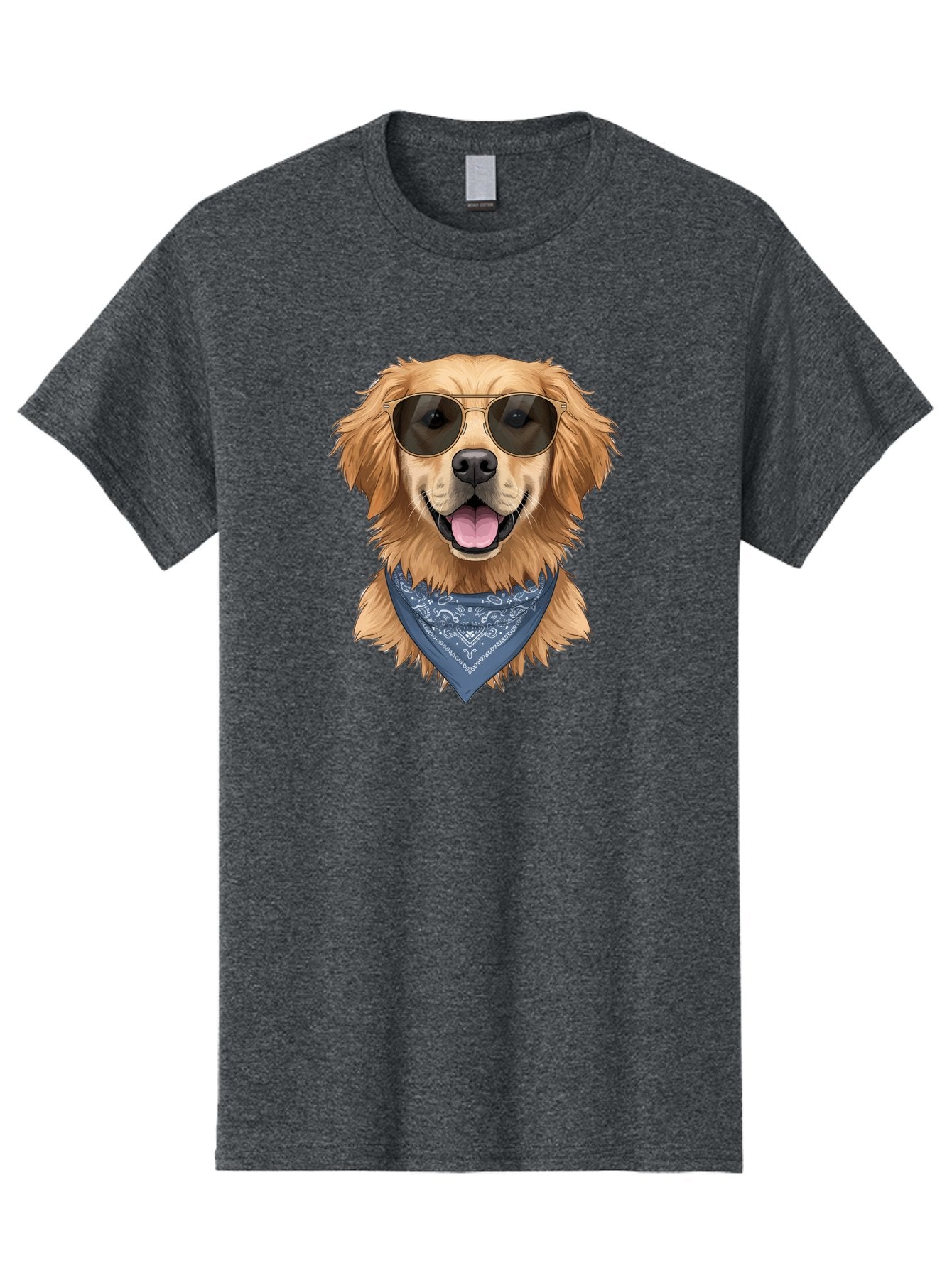 Golden-Retriever-Sunglasses-1 Men'S Graphic Tee, 100% Cotton, Comfortable Casual Summer Wear, Machine Washable, Golden Retriever Wearing Sunglasses, Dog With Shades, Bandana Around Neck, Funny Animal Portrait, Cool Dog Design, Bab995 12
