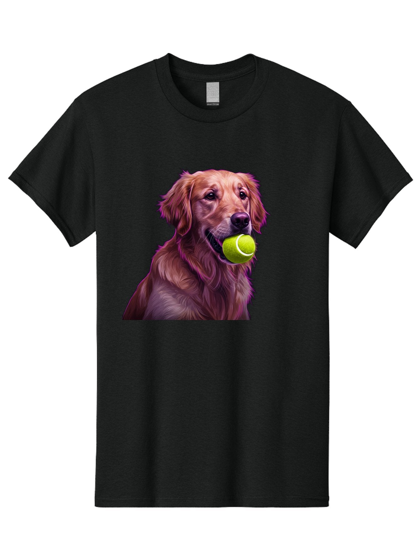 Golden-Retriever-Tennis-Ball Men'S Graphic Tee, 100% Cotton, Comfortable Casual Summer Wear, Machine Washable, Golden Retriever, Dog Holding Tennis Ball, Playful Dog, Tennis Ball In Mouth, Furry Friend, Happy Dog, Canine Companion, Fun Pet Bab998 11