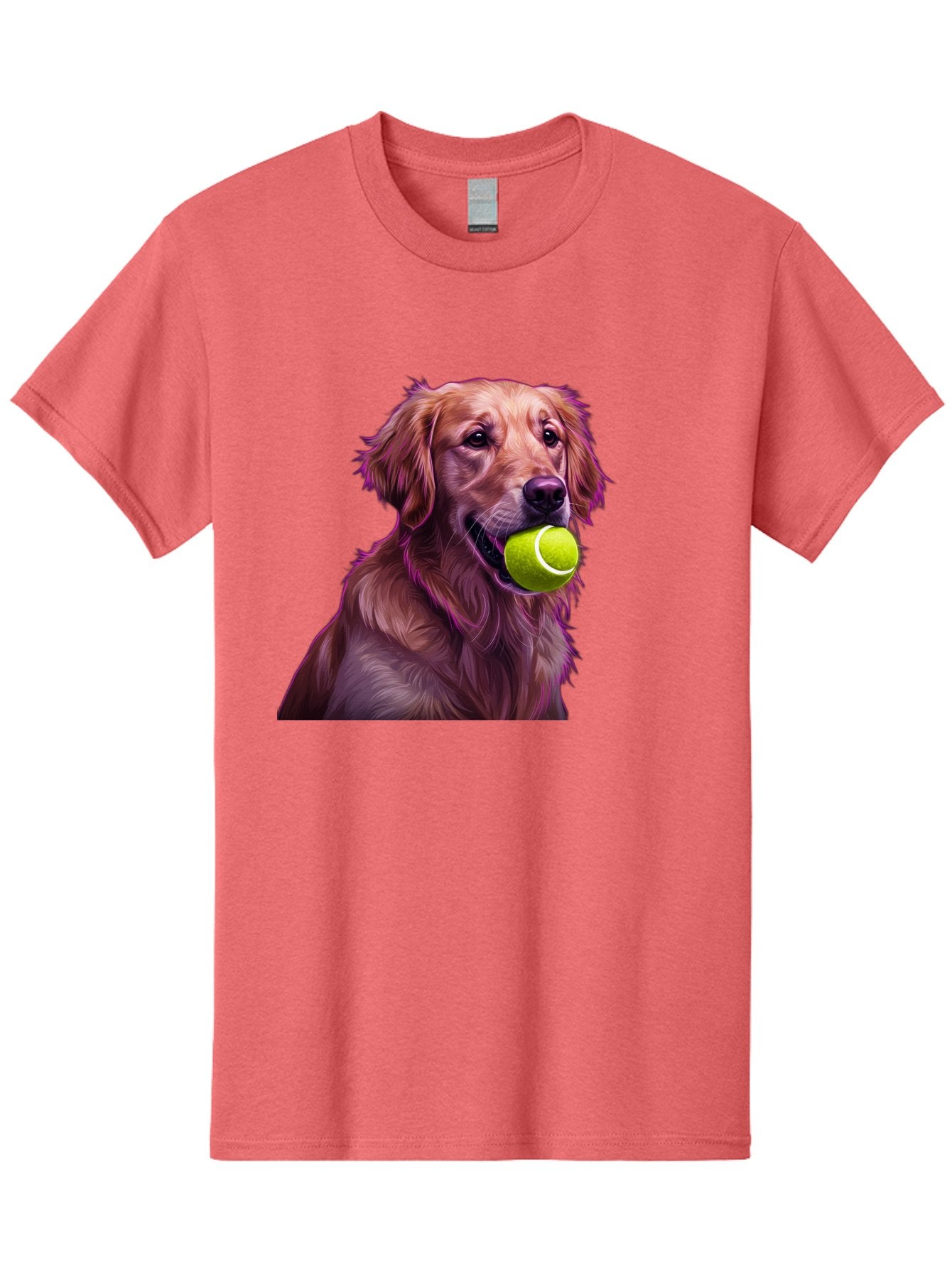 Golden-Retriever-Tennis-Ball Men'S Graphic Tee, 100% Cotton, Comfortable Casual Summer Wear, Machine Washable, Golden Retriever, Dog Holding Tennis Ball, Playful Dog, Tennis Ball In Mouth, Furry Friend, Happy Dog, Canine Companion, Fun Pet Bab998 6