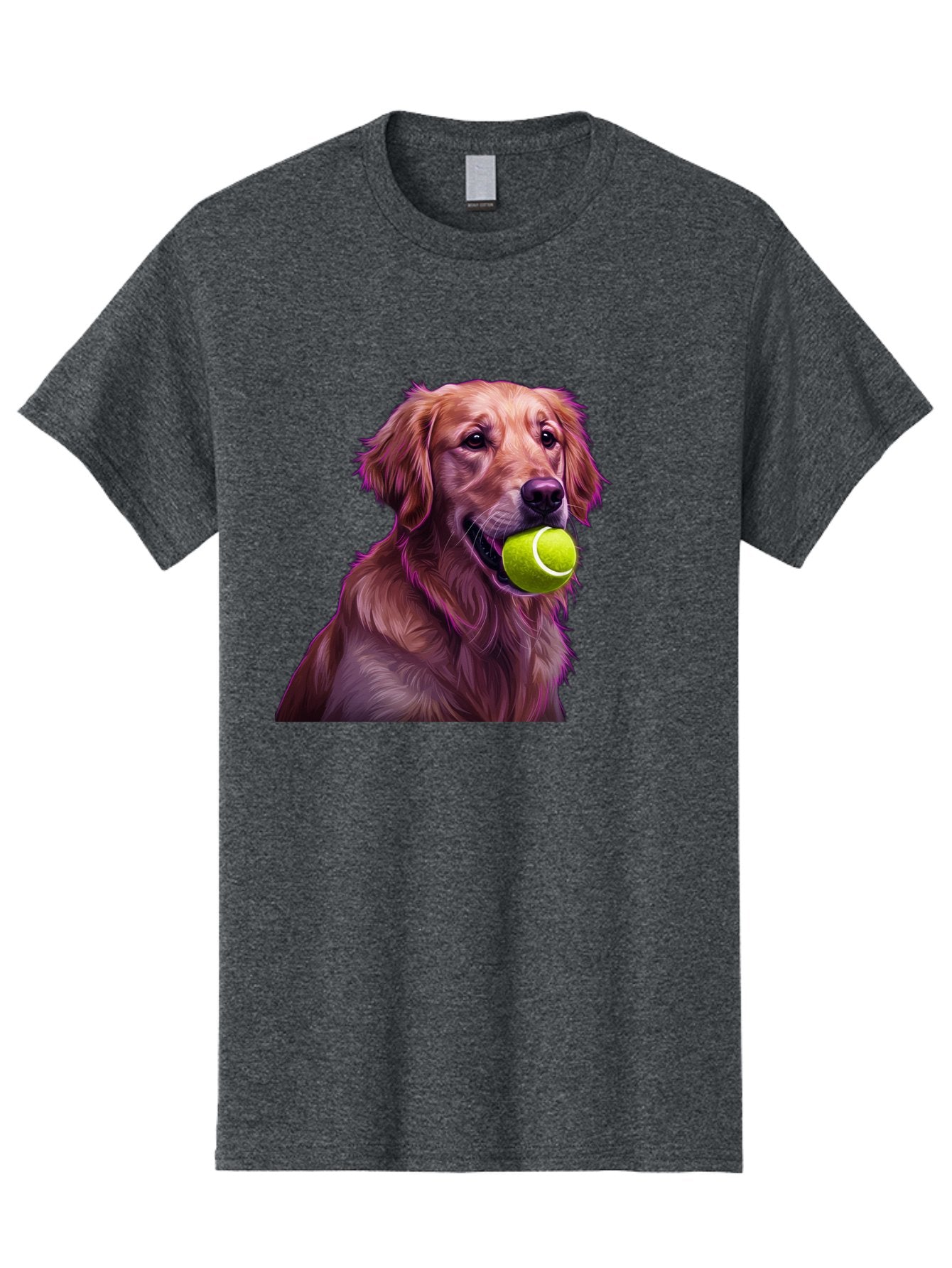 Golden-Retriever-Tennis-Ball Men'S Graphic Tee, 100% Cotton, Comfortable Casual Summer Wear, Machine Washable, Golden Retriever, Dog Holding Tennis Ball, Playful Dog, Tennis Ball In Mouth, Furry Friend, Happy Dog, Canine Companion, Fun Pet Bab998 3