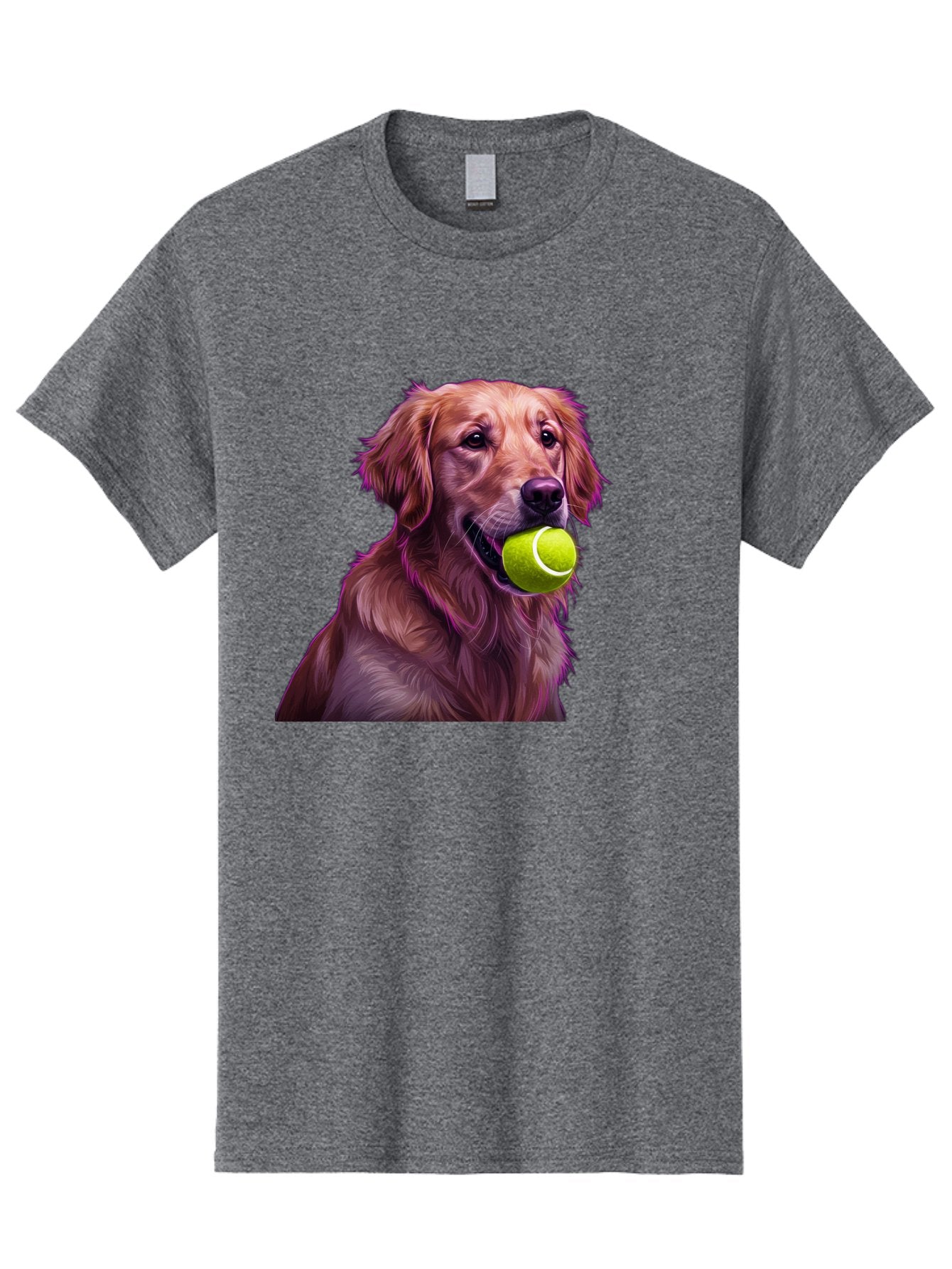 Golden-Retriever-Tennis-Ball Men'S Graphic Tee, 100% Cotton, Comfortable Casual Summer Wear, Machine Washable, Golden Retriever, Dog Holding Tennis Ball, Playful Dog, Tennis Ball In Mouth, Furry Friend, Happy Dog, Canine Companion, Fun Pet Bab998 7