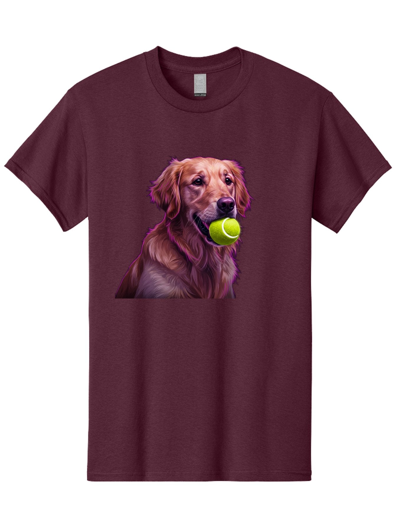 Golden-Retriever-Tennis-Ball Men'S Graphic Tee, 100% Cotton, Comfortable Casual Summer Wear, Machine Washable, Golden Retriever, Dog Holding Tennis Ball, Playful Dog, Tennis Ball In Mouth, Furry Friend, Happy Dog, Canine Companion, Fun Pet Bab998 8