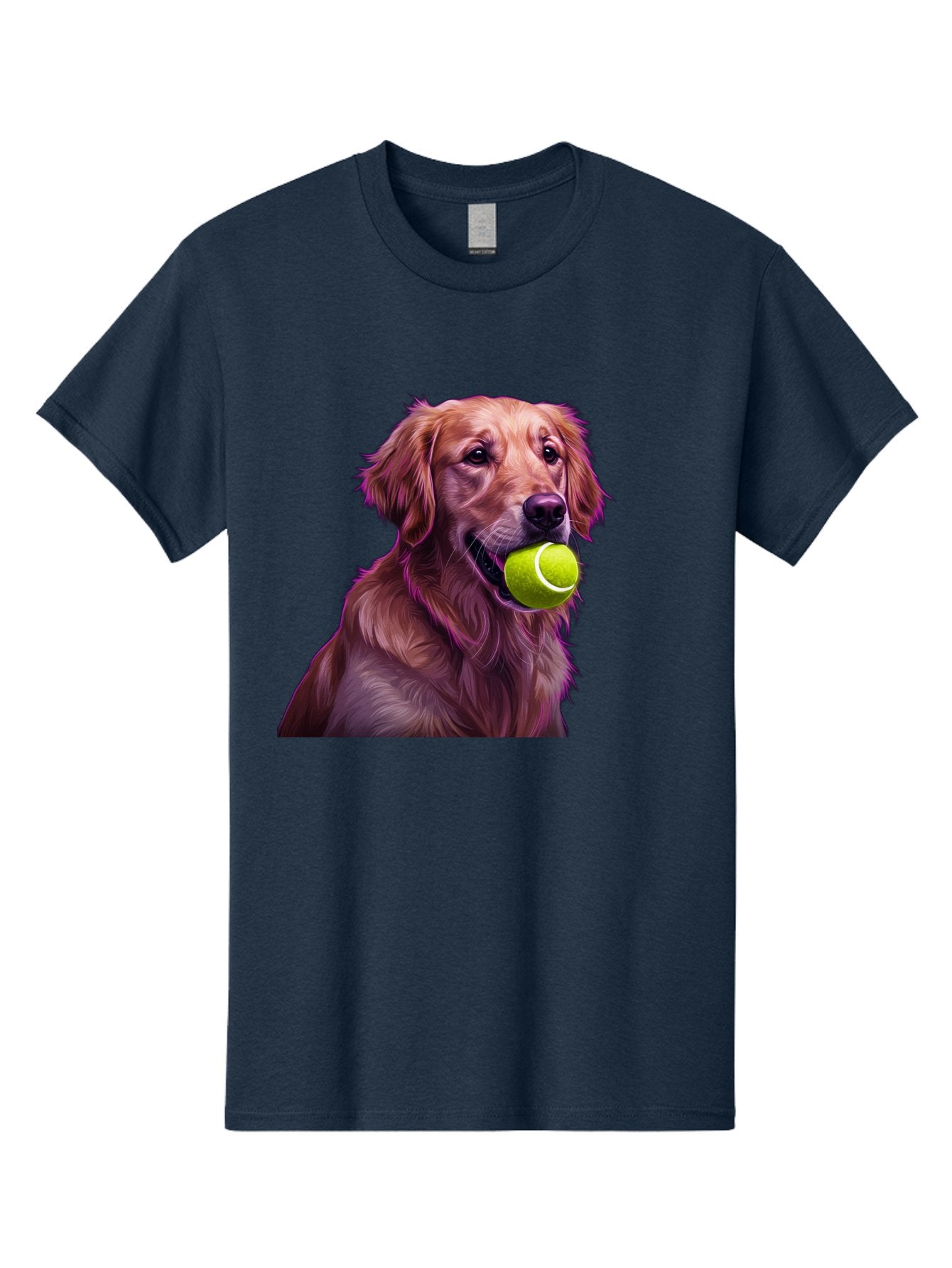 Golden-Retriever-Tennis-Ball Men'S Graphic Tee, 100% Cotton, Comfortable Casual Summer Wear, Machine Washable, Golden Retriever, Dog Holding Tennis Ball, Playful Dog, Tennis Ball In Mouth, Furry Friend, Happy Dog, Canine Companion, Fun Pet Bab998 15