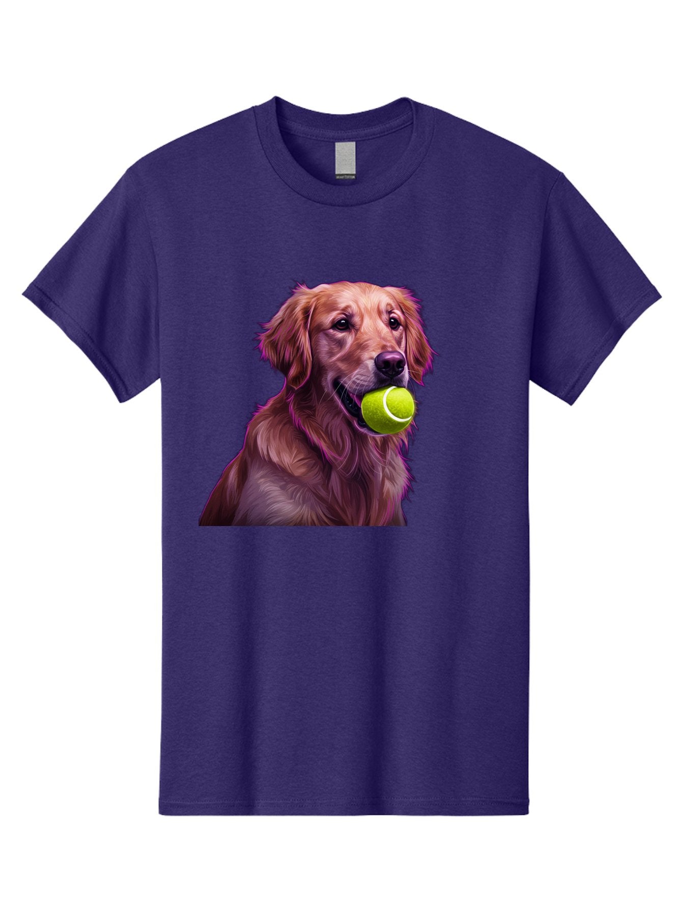 Golden-Retriever-Tennis-Ball Men'S Graphic Tee, 100% Cotton, Comfortable Casual Summer Wear, Machine Washable, Golden Retriever, Dog Holding Tennis Ball, Playful Dog, Tennis Ball In Mouth, Furry Friend, Happy Dog, Canine Companion, Fun Pet Bab998 14
