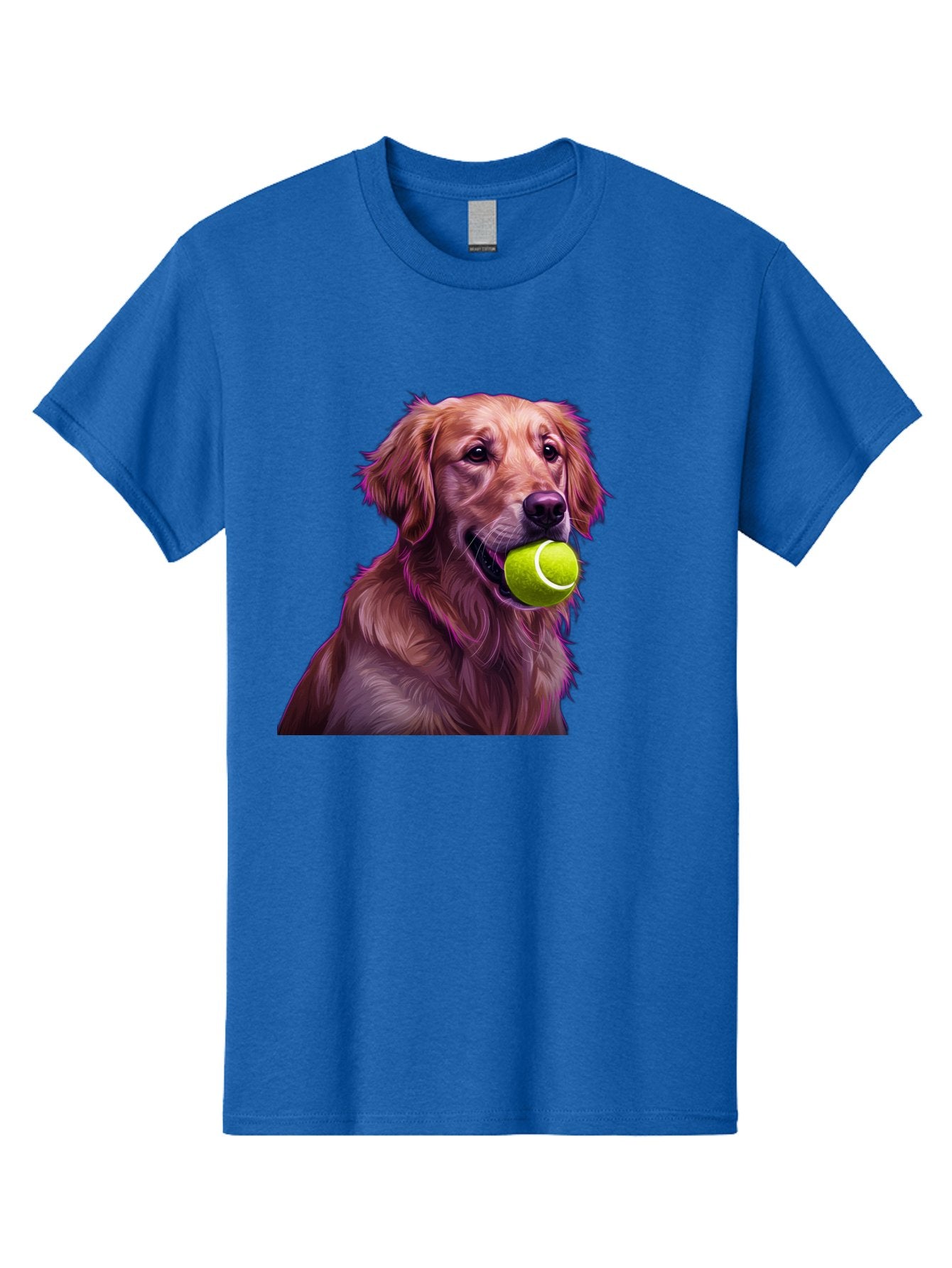 Golden-Retriever-Tennis-Ball Men'S Graphic Tee, 100% Cotton, Comfortable Casual Summer Wear, Machine Washable, Golden Retriever, Dog Holding Tennis Ball, Playful Dog, Tennis Ball In Mouth, Furry Friend, Happy Dog, Canine Companion, Fun Pet Bab998 9