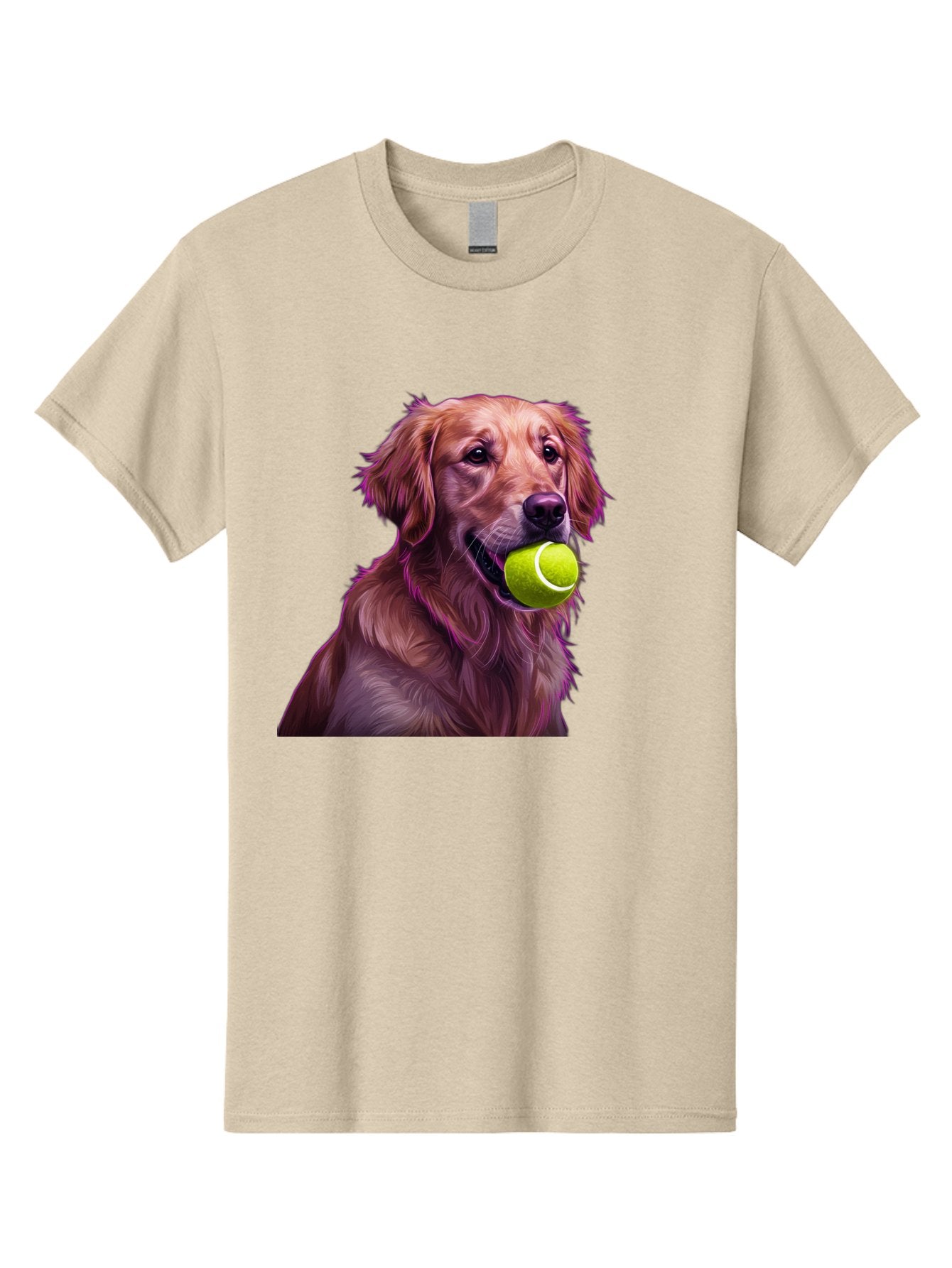 Golden-Retriever-Tennis-Ball Men'S Graphic Tee, 100% Cotton, Comfortable Casual Summer Wear, Machine Washable, Golden Retriever, Dog Holding Tennis Ball, Playful Dog, Tennis Ball In Mouth, Furry Friend, Happy Dog, Canine Companion, Fun Pet Bab998 10
