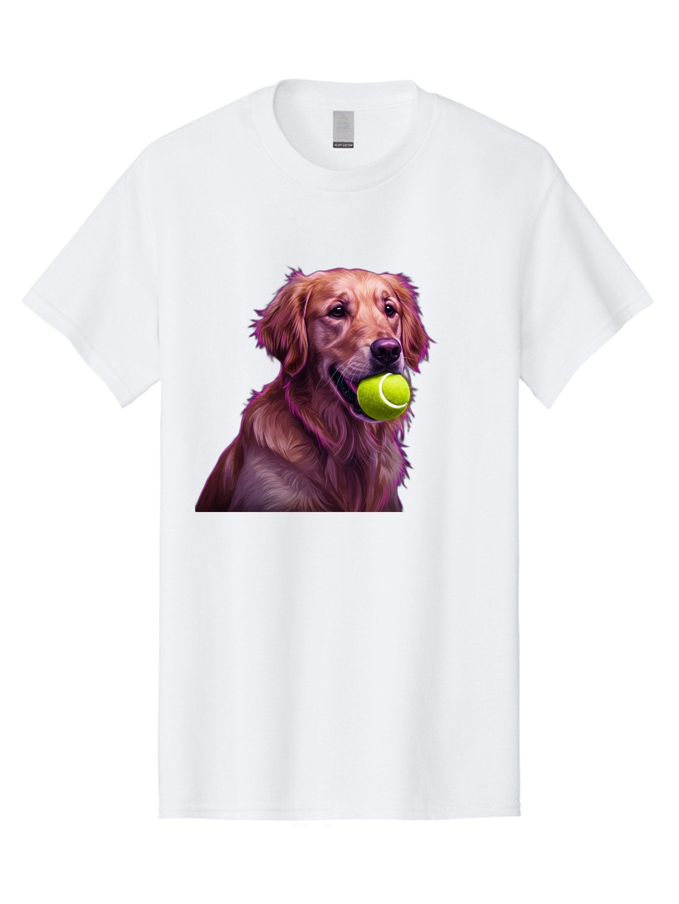 Golden-Retriever-Tennis-Ball Men'S Graphic Tee, 100% Cotton, Comfortable Casual Summer Wear, Machine Washable, Golden Retriever, Dog Holding Tennis Ball, Playful Dog, Tennis Ball In Mouth, Furry Friend, Happy Dog, Canine Companion, Fun Pet Bab998 4