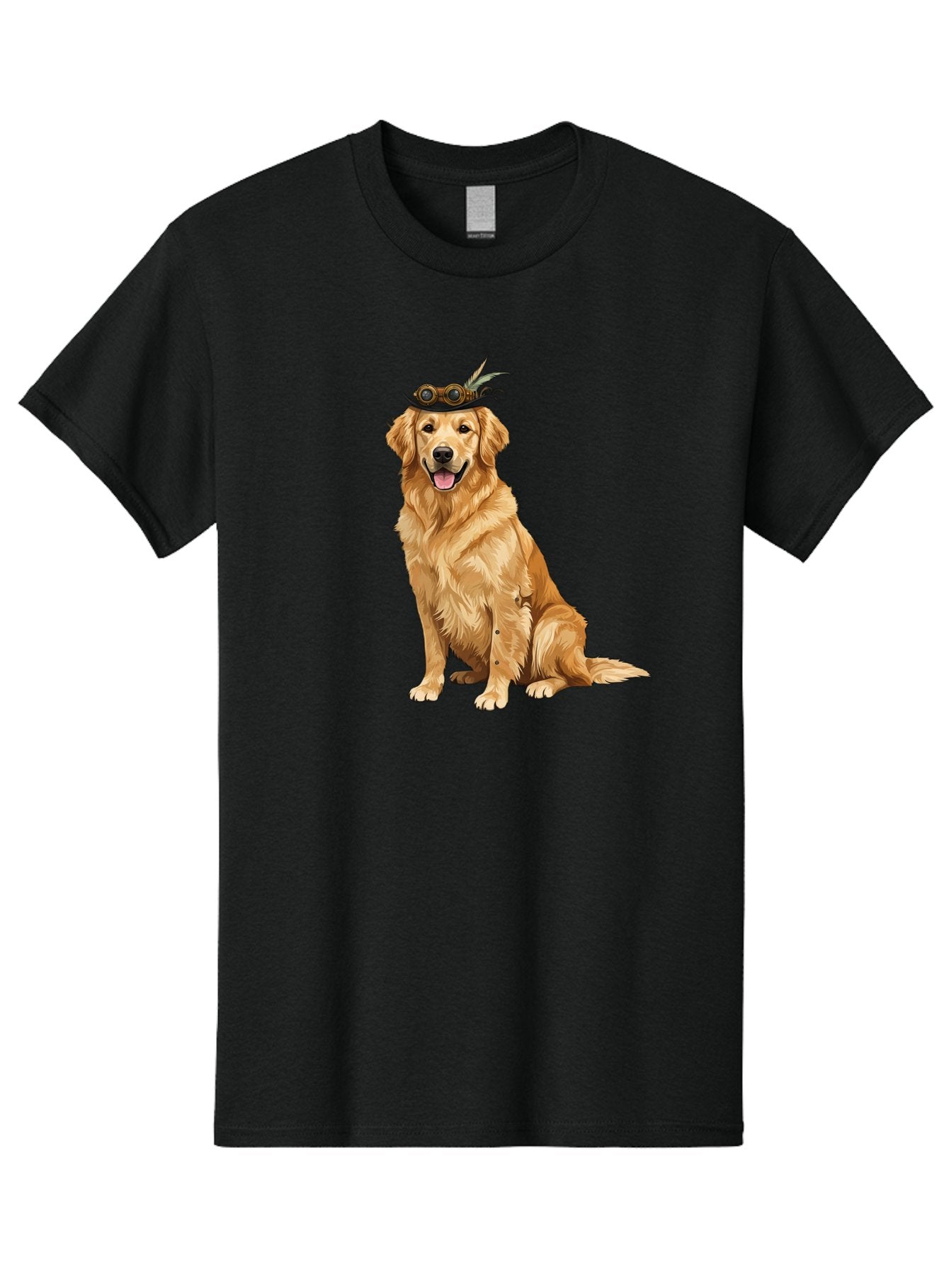 Golden-Retriever-With-Flower-Crown Men'S Graphic Tee, 100% Cotton, Comfortable Casual Summer Wear, Machine Washable, Golden Retriever Wearing Crown, Dog With Accessories, Floral Headpiece, Festive Dog, Pet Portrait, Playful Canine, Bab999 9