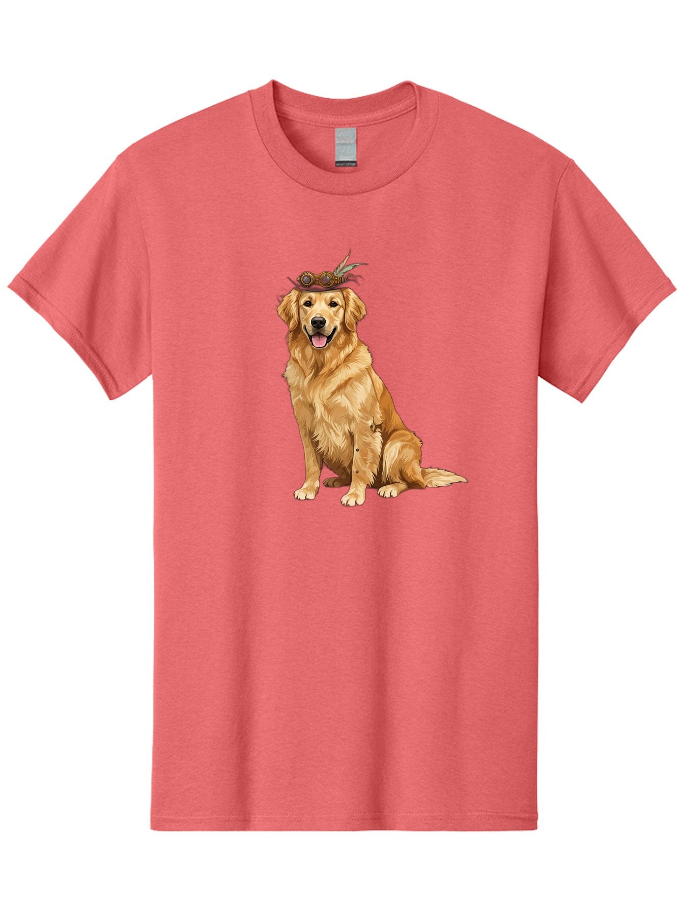 Golden-Retriever-With-Flower-Crown Men'S Graphic Tee, 100% Cotton, Comfortable Casual Summer Wear, Machine Washable, Golden Retriever Wearing Crown, Dog With Accessories, Floral Headpiece, Festive Dog, Pet Portrait, Playful Canine, Bab999 11