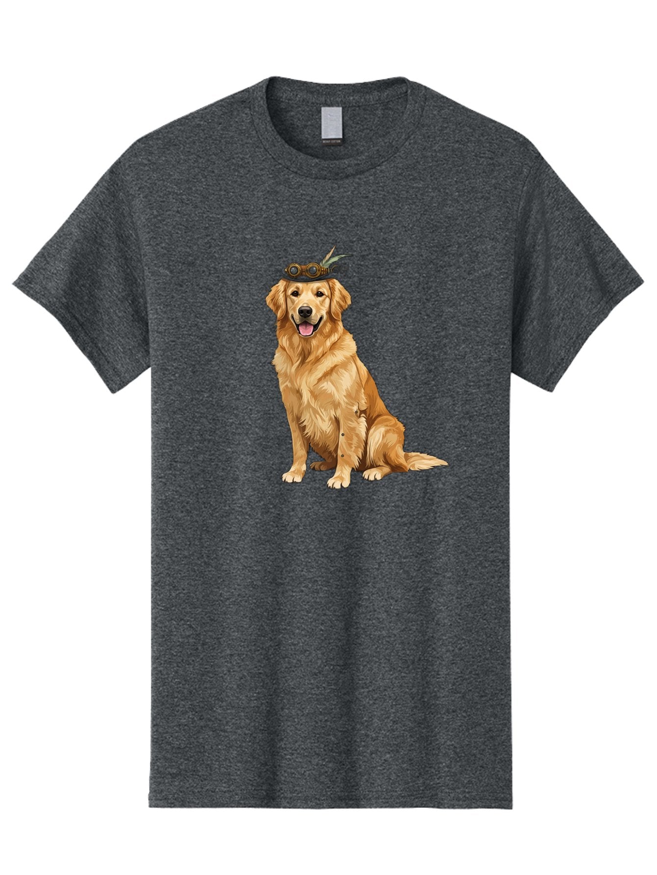 Golden-Retriever-With-Flower-Crown Men'S Graphic Tee, 100% Cotton, Comfortable Casual Summer Wear, Machine Washable, Golden Retriever Wearing Crown, Dog With Accessories, Floral Headpiece, Festive Dog, Pet Portrait, Playful Canine, Bab999 8