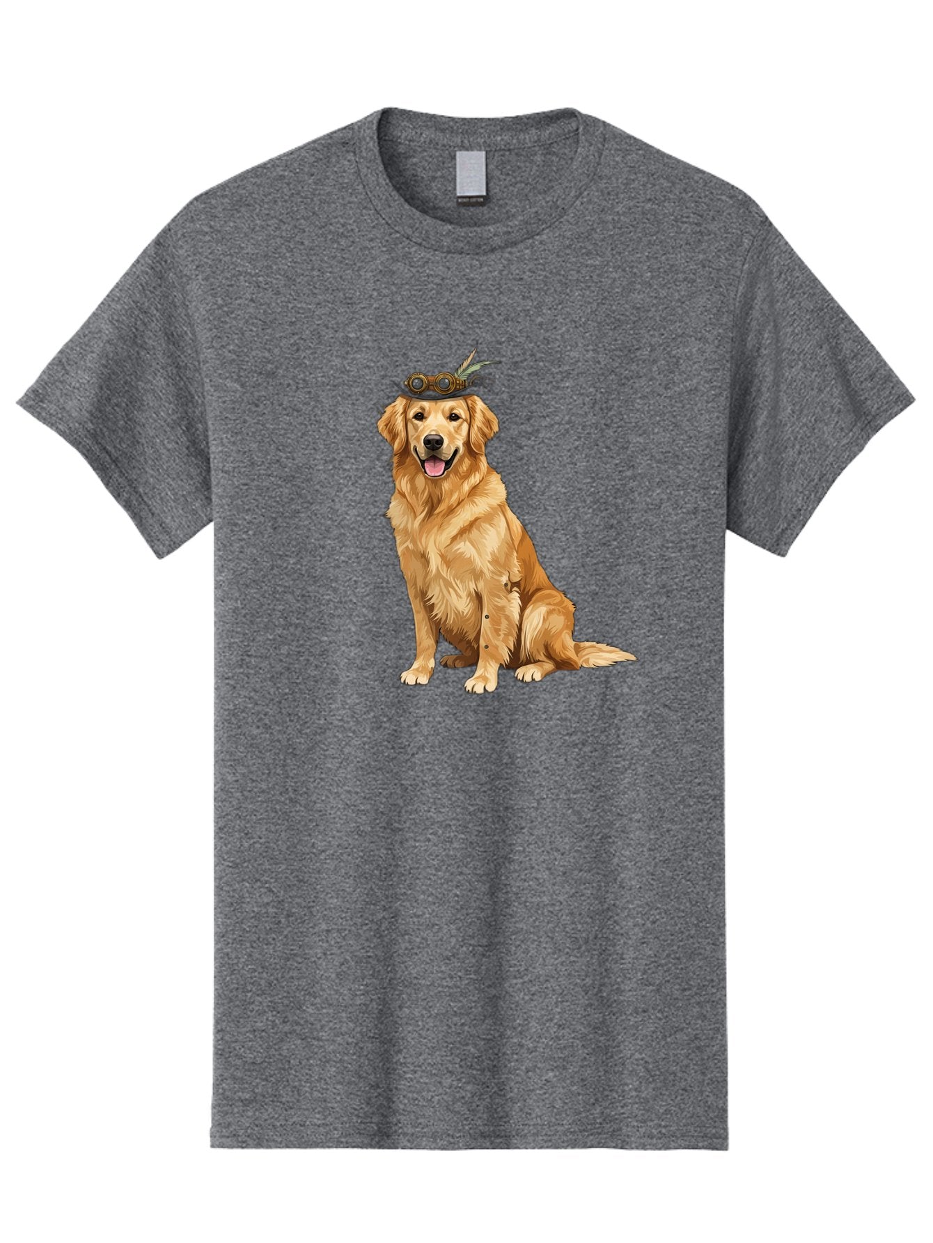 Golden-Retriever-With-Flower-Crown Men'S Graphic Tee, 100% Cotton, Comfortable Casual Summer Wear, Machine Washable, Golden Retriever Wearing Crown, Dog With Accessories, Floral Headpiece, Festive Dog, Pet Portrait, Playful Canine, Bab999 12