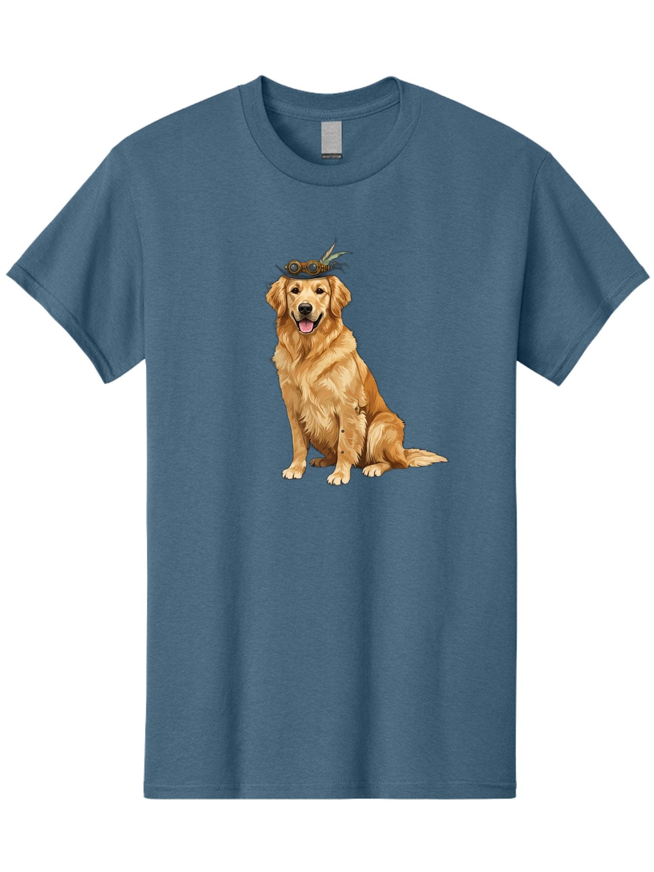 Golden-Retriever-With-Flower-Crown Men'S Graphic Tee, 100% Cotton, Comfortable Casual Summer Wear, Machine Washable, Golden Retriever Wearing Crown, Dog With Accessories, Floral Headpiece, Festive Dog, Pet Portrait, Playful Canine, Bab999 6