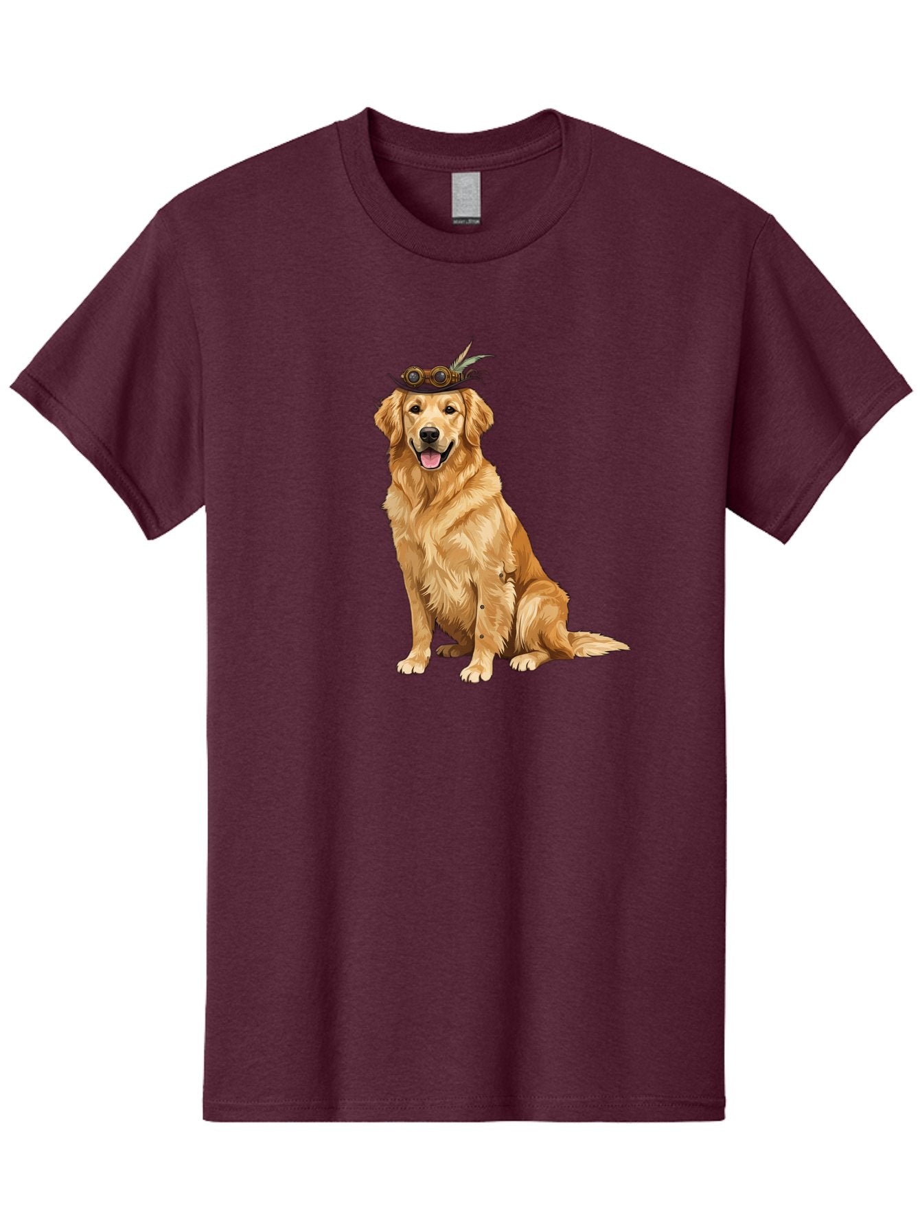 Golden-Retriever-With-Flower-Crown Men'S Graphic Tee, 100% Cotton, Comfortable Casual Summer Wear, Machine Washable, Golden Retriever Wearing Crown, Dog With Accessories, Floral Headpiece, Festive Dog, Pet Portrait, Playful Canine, Bab999 14