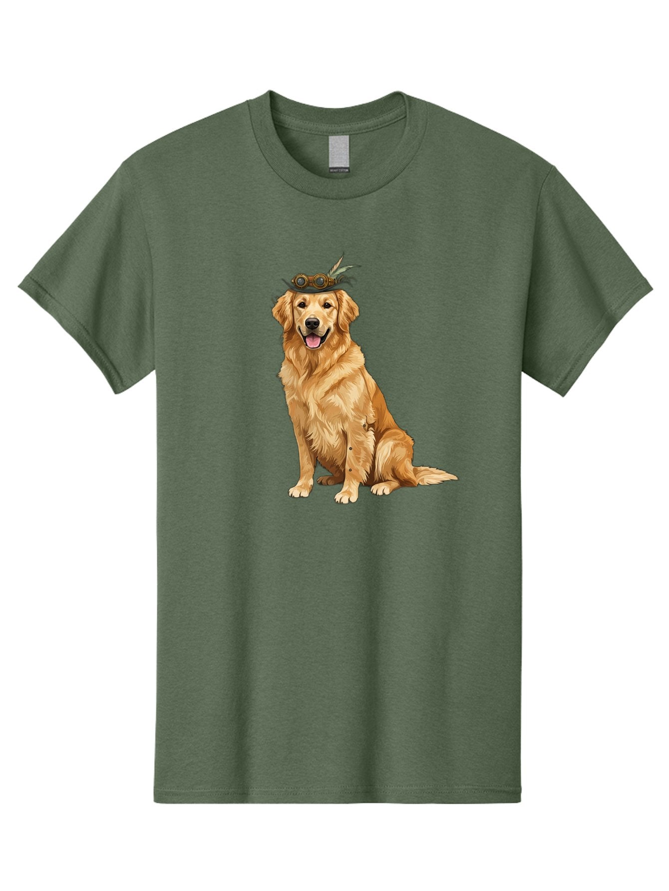 Golden-Retriever-With-Flower-Crown Men'S Graphic Tee, 100% Cotton, Comfortable Casual Summer Wear, Machine Washable, Golden Retriever Wearing Crown, Dog With Accessories, Floral Headpiece, Festive Dog, Pet Portrait, Playful Canine, Bab999 10