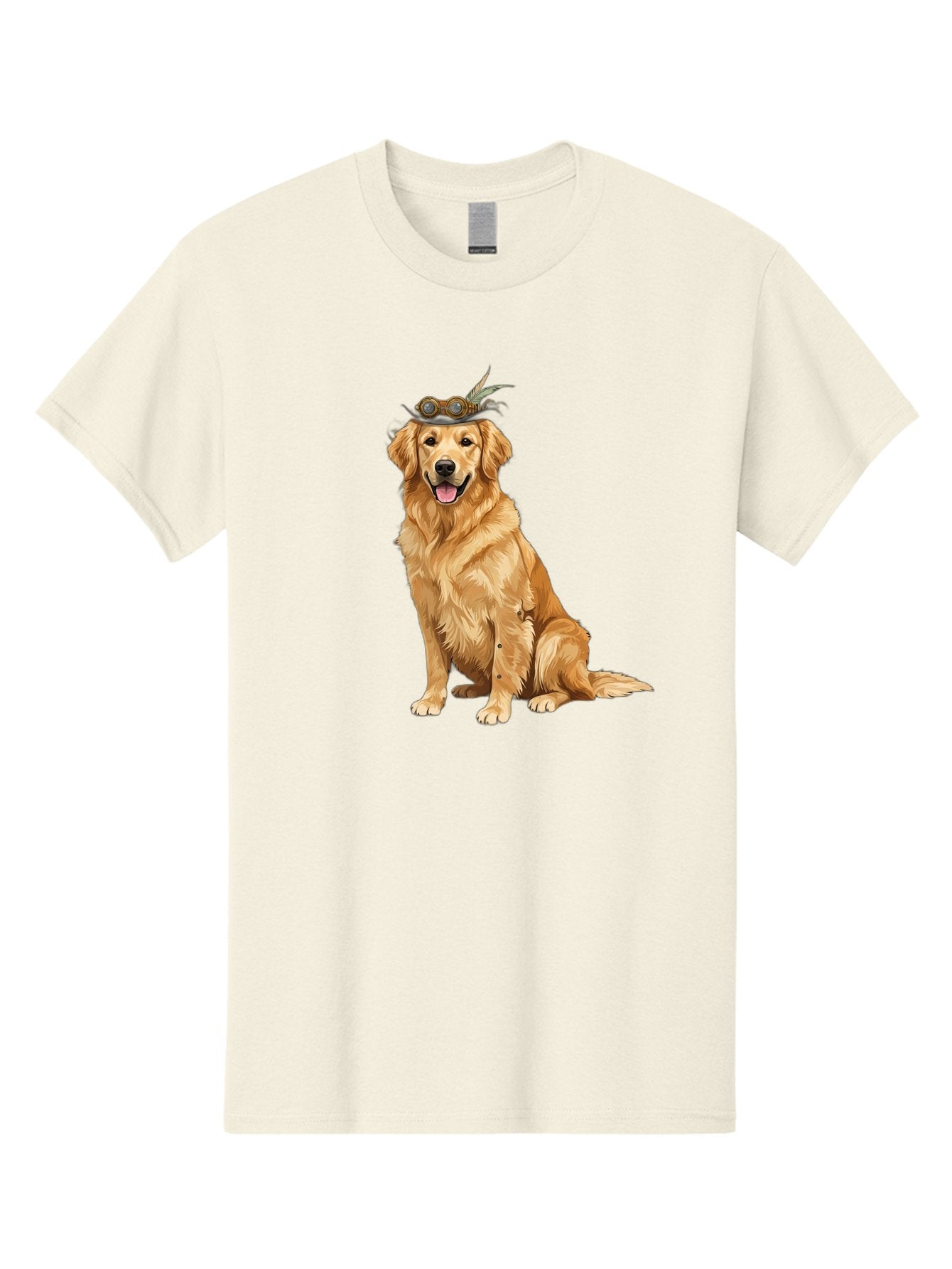 Golden-Retriever-With-Flower-Crown Men'S Graphic Tee, 100% Cotton, Comfortable Casual Summer Wear, Machine Washable, Golden Retriever Wearing Crown, Dog With Accessories, Floral Headpiece, Festive Dog, Pet Portrait, Playful Canine, Bab999 4
