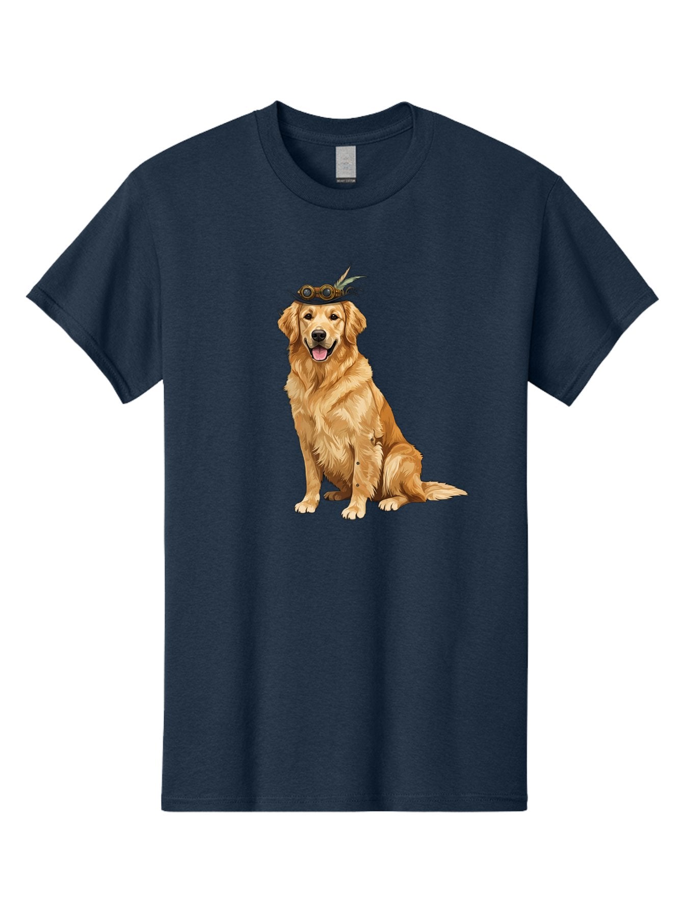 Golden-Retriever-With-Flower-Crown Men'S Graphic Tee, 100% Cotton, Comfortable Casual Summer Wear, Machine Washable, Golden Retriever Wearing Crown, Dog With Accessories, Floral Headpiece, Festive Dog, Pet Portrait, Playful Canine, Bab999 5