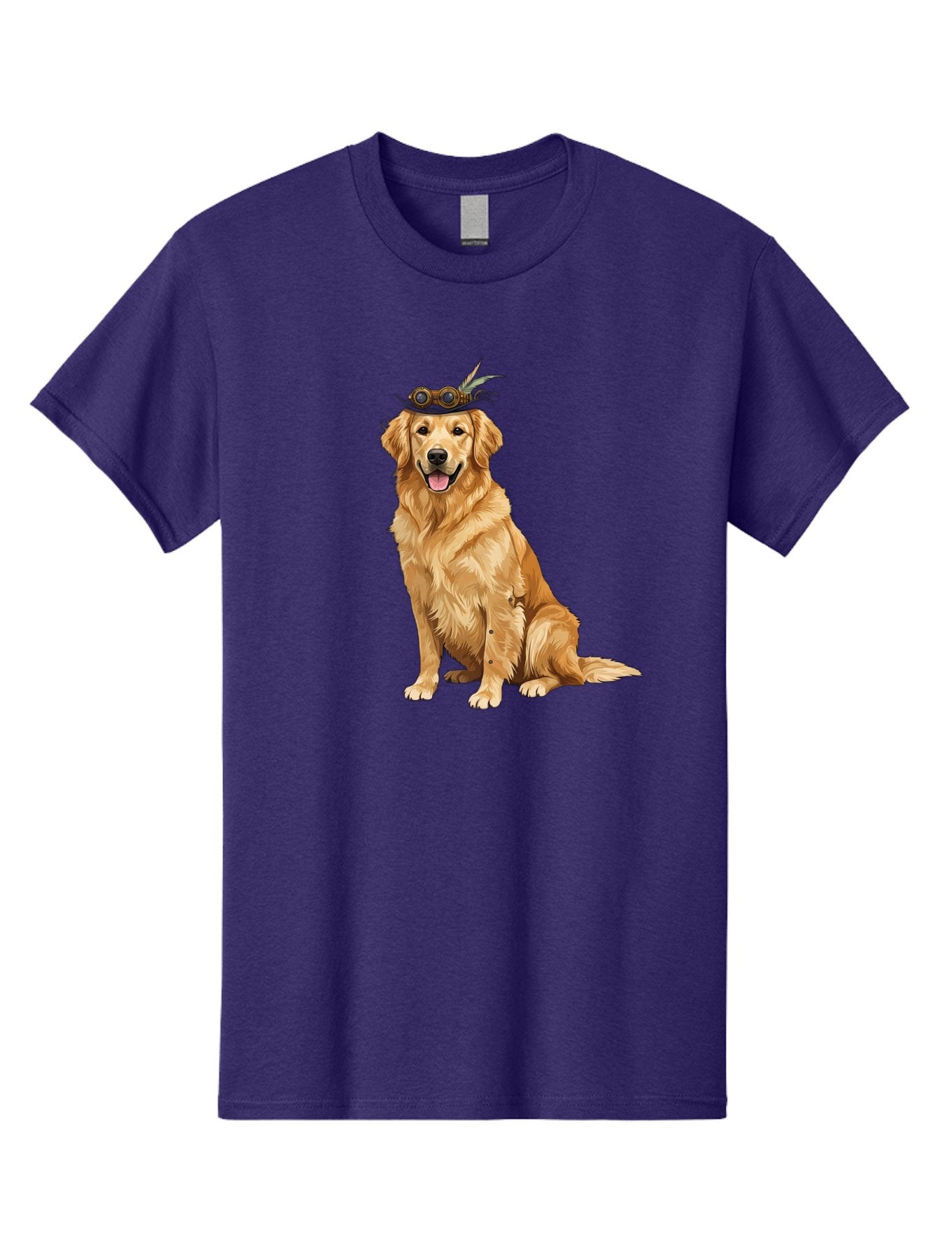 Golden-Retriever-With-Flower-Crown Men'S Graphic Tee, 100% Cotton, Comfortable Casual Summer Wear, Machine Washable, Golden Retriever Wearing Crown, Dog With Accessories, Floral Headpiece, Festive Dog, Pet Portrait, Playful Canine, Bab999 15
